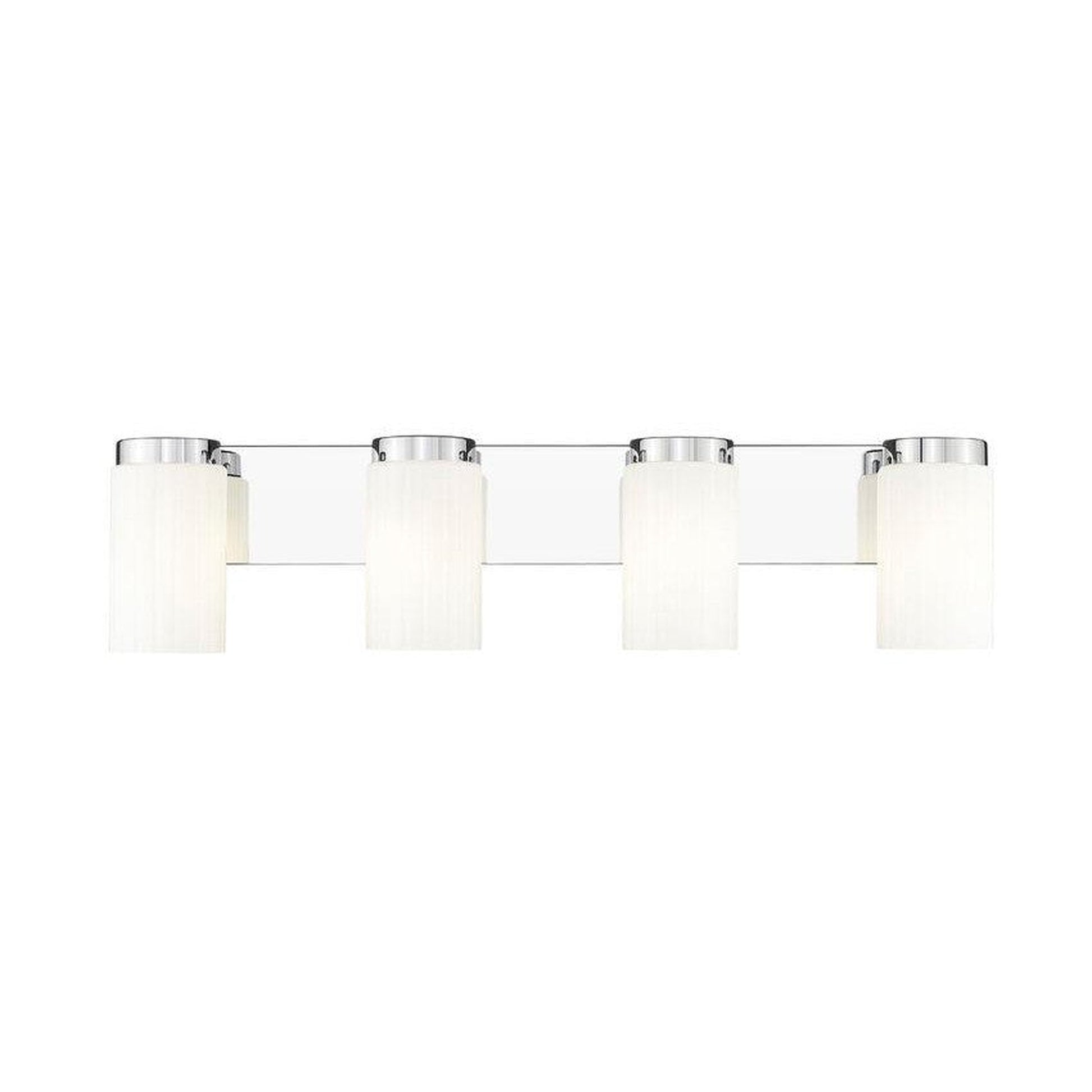 Z-Lite Burk 30" 4-Light Chrome Steel Vanity Light With Matte Opal Glass Shade