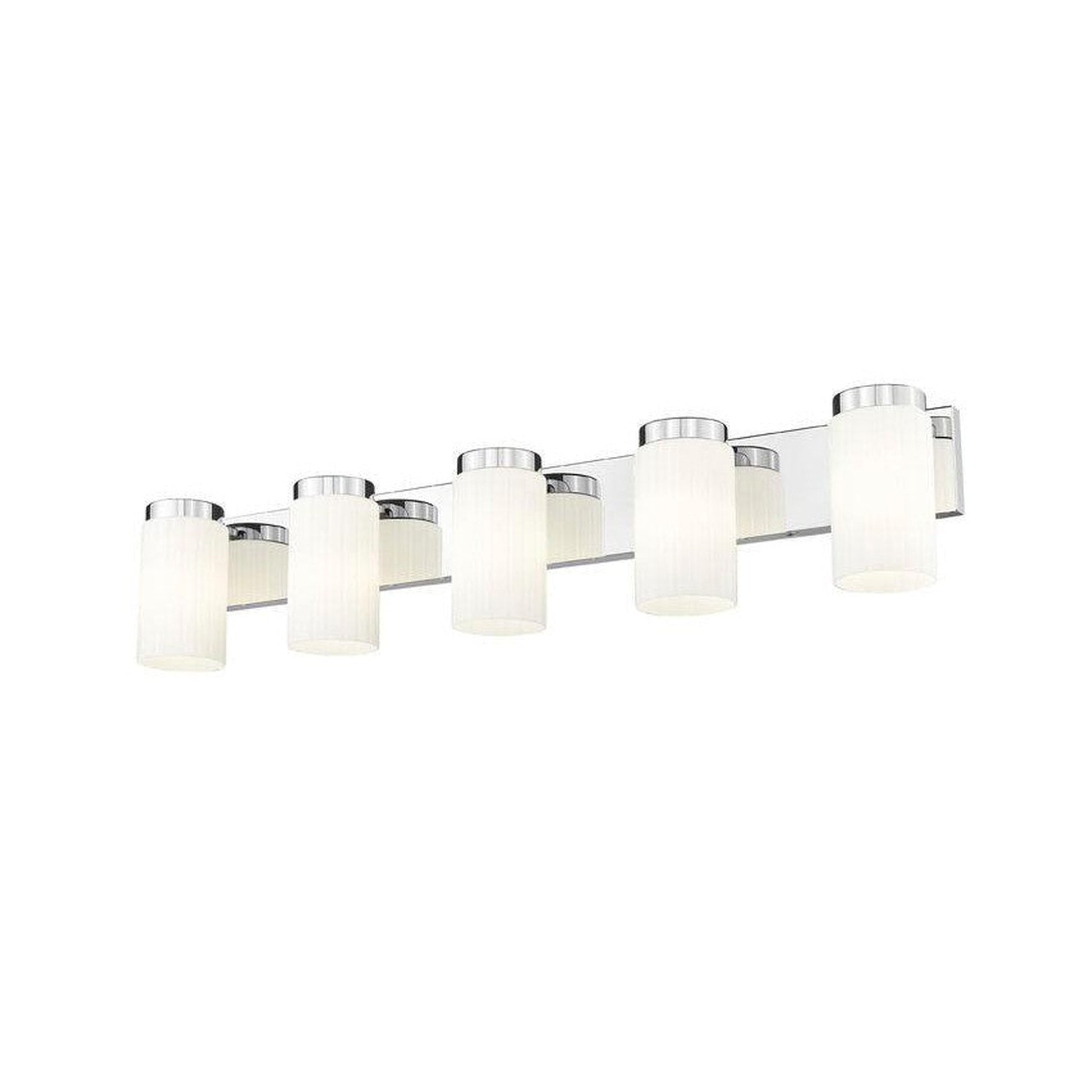 Z-Lite Burk 38" 5-Light Chrome Steel Vanity Light With Gloss Opal Glass Shade