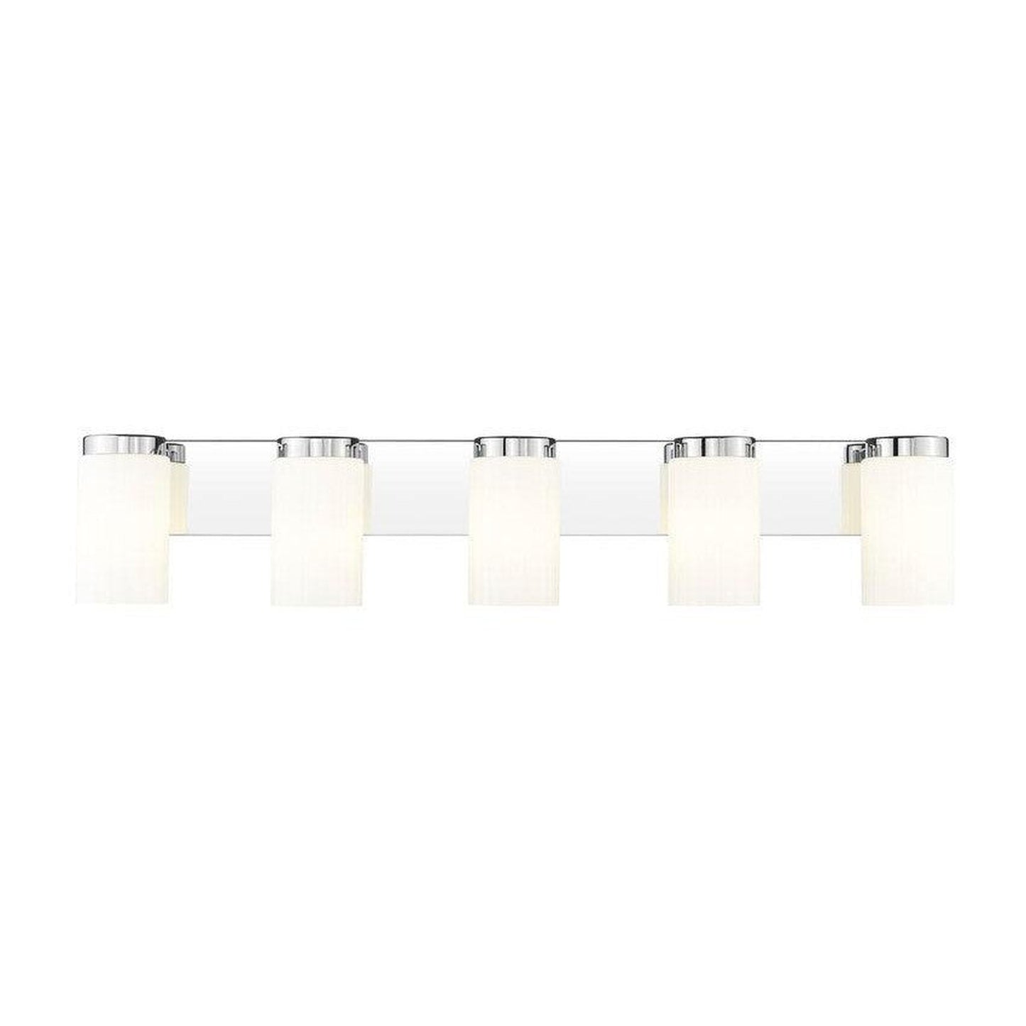 Z-Lite Burk 38" 5-Light Chrome Steel Vanity Light With Gloss Opal Glass Shade