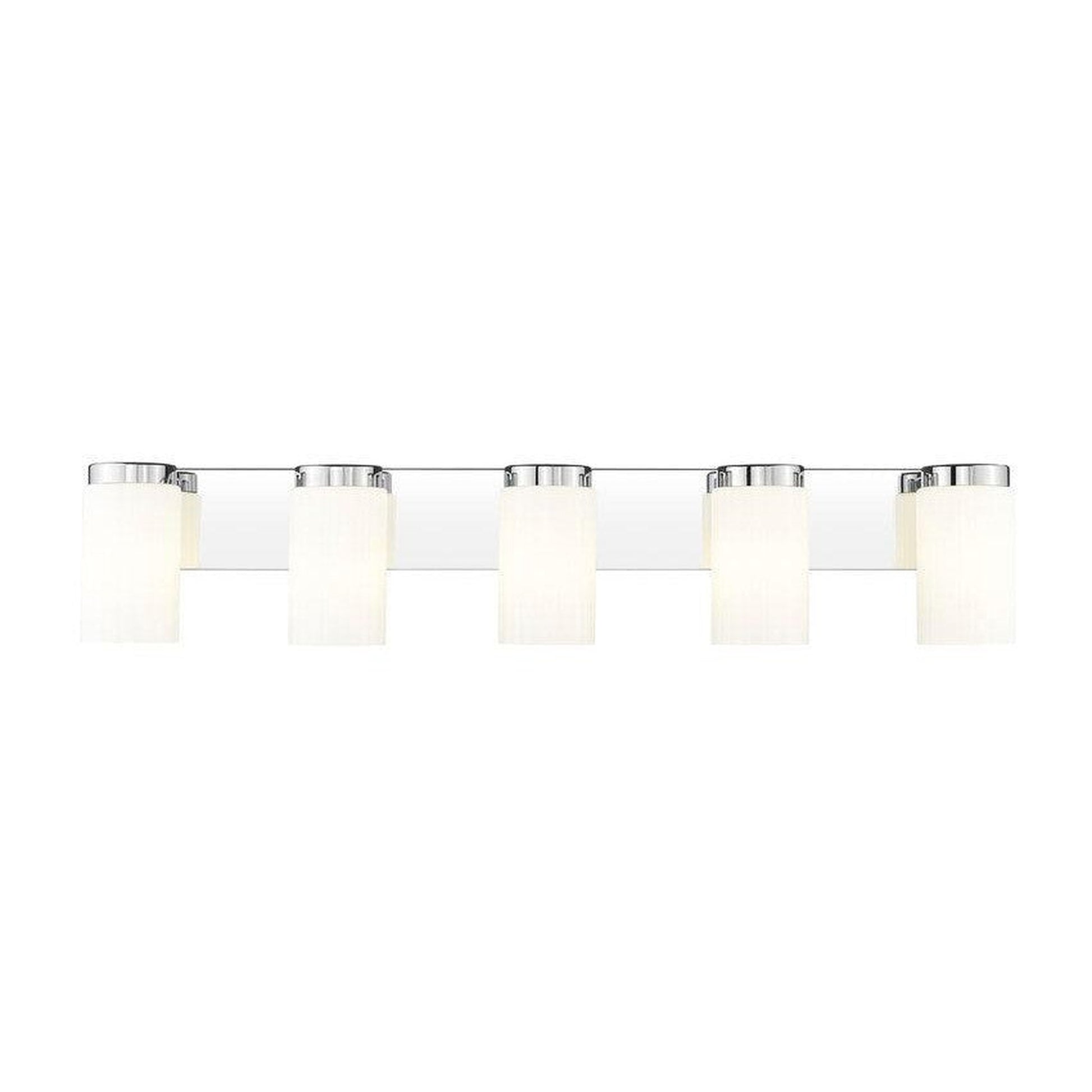 Z-Lite Burk 38" 5-Light Chrome Steel Vanity Light With Gloss Opal Glass Shade