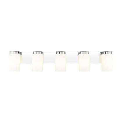 Z-Lite Burk 38" 5-Light Chrome Steel Vanity Light With Gloss Opal Glass Shade
