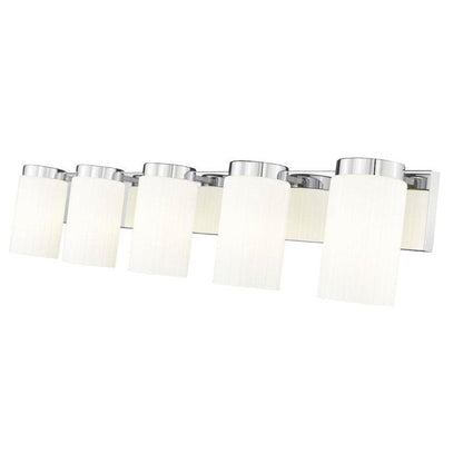 Z-Lite Burk 38" 5-Light Chrome Steel Vanity Light With Gloss Opal Glass Shade
