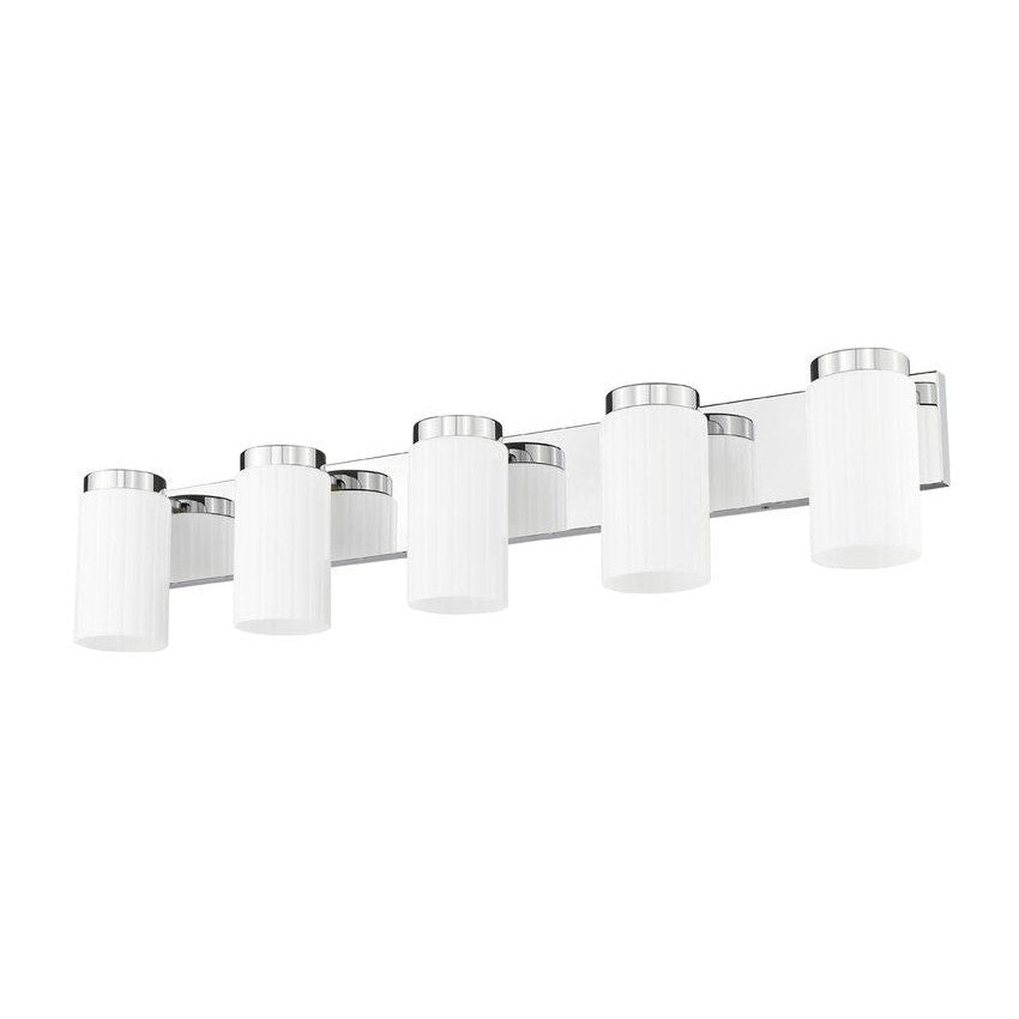 Z-Lite Burk 38" 5-Light Chrome Steel Vanity Light With Gloss Opal Glass Shade