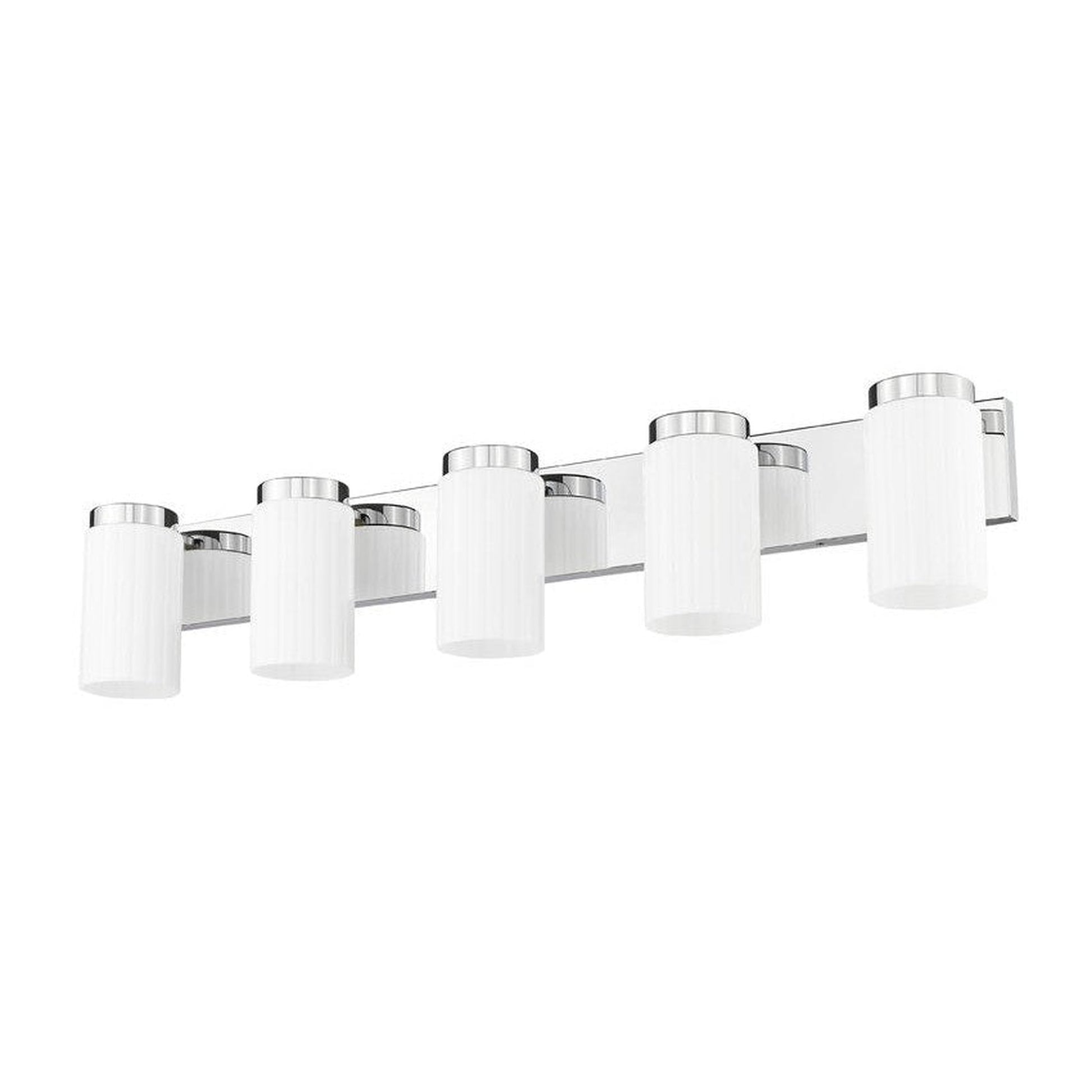 Z-Lite Burk 38" 5-Light Chrome Steel Vanity Light With Gloss Opal Glass Shade