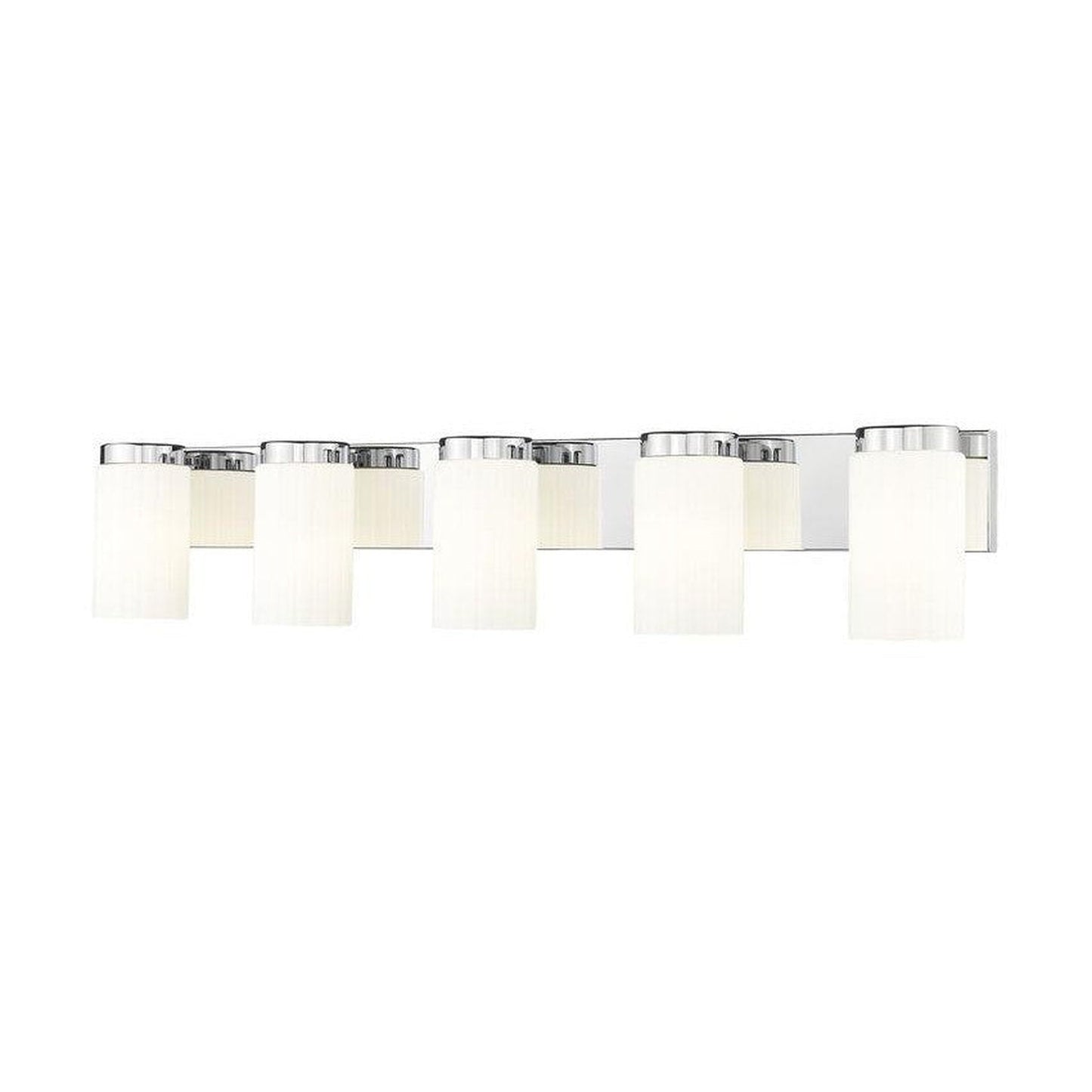 Z-Lite Burk 38" 5-Light Chrome Steel Vanity Light With Gloss Opal Glass Shade