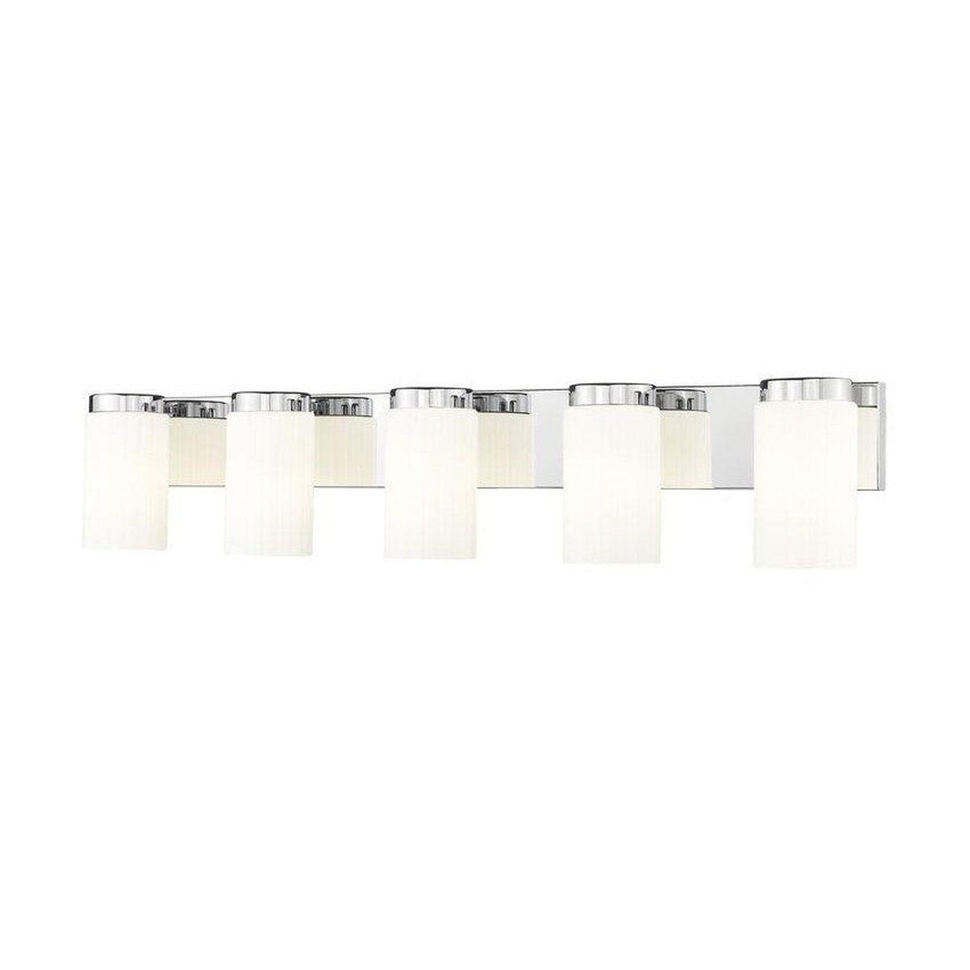 Z-Lite Burk 38" 5-Light Chrome Steel Vanity Light With Gloss Opal Glass Shade