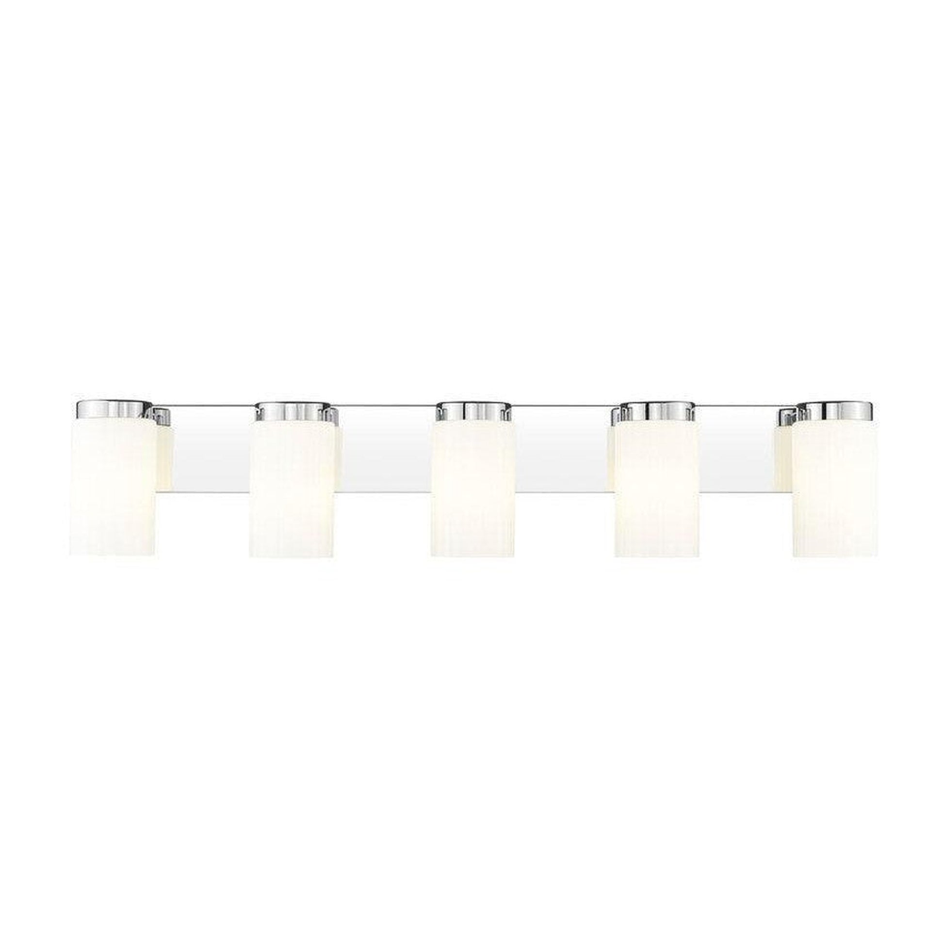 Z-Lite Burk 38" 5-Light Chrome Steel Vanity Light With Matte Opal Glass Shade