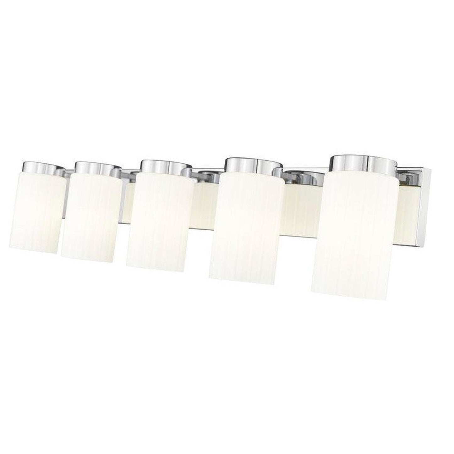 Z-Lite Burk 38" 5-Light Chrome Steel Vanity Light With Matte Opal Glass Shade