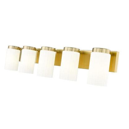 Z-Lite Burk 38" 5-Light Luxe Gold Steel Vanity Light With Matte Opal Glass Shade