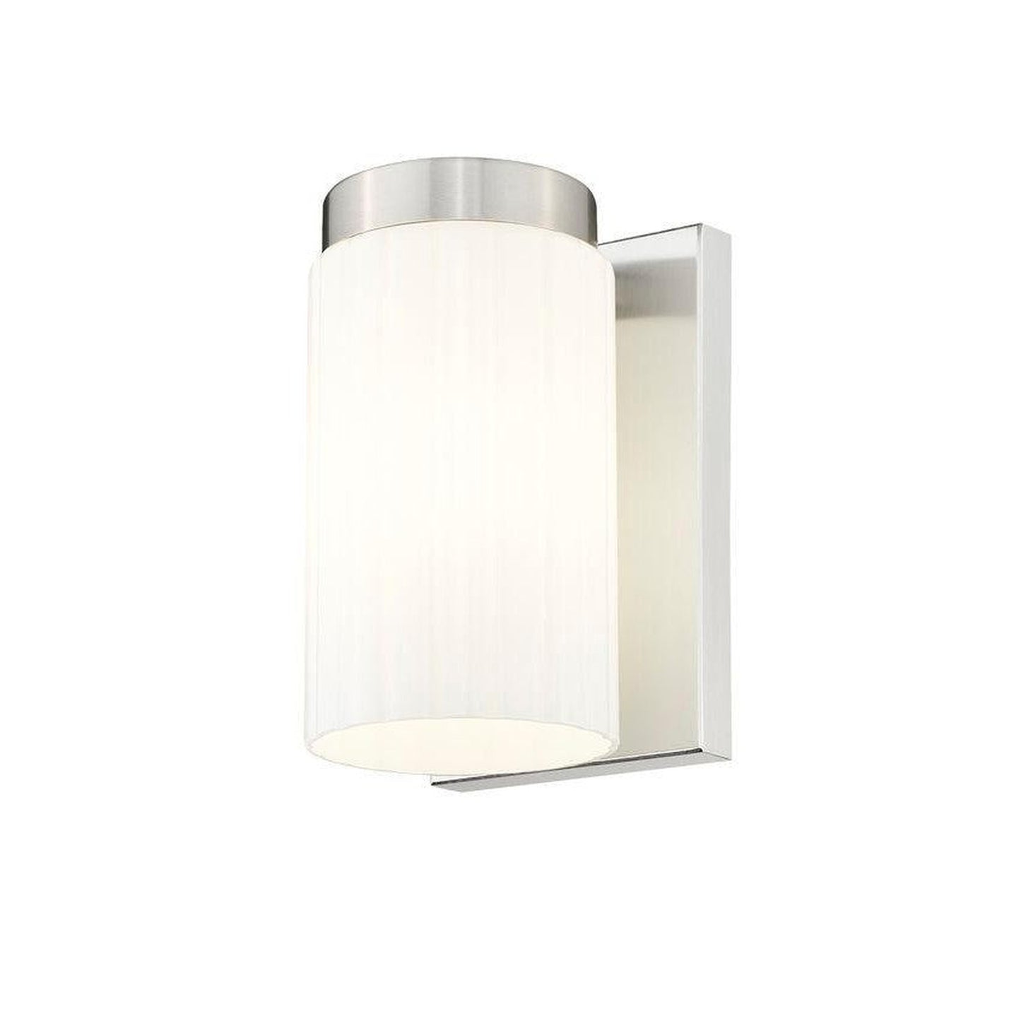 Z-Lite Burk 4" 1-Light Brushed Nickel Steel Wall Sconce With Gloss Opal Glass Shade