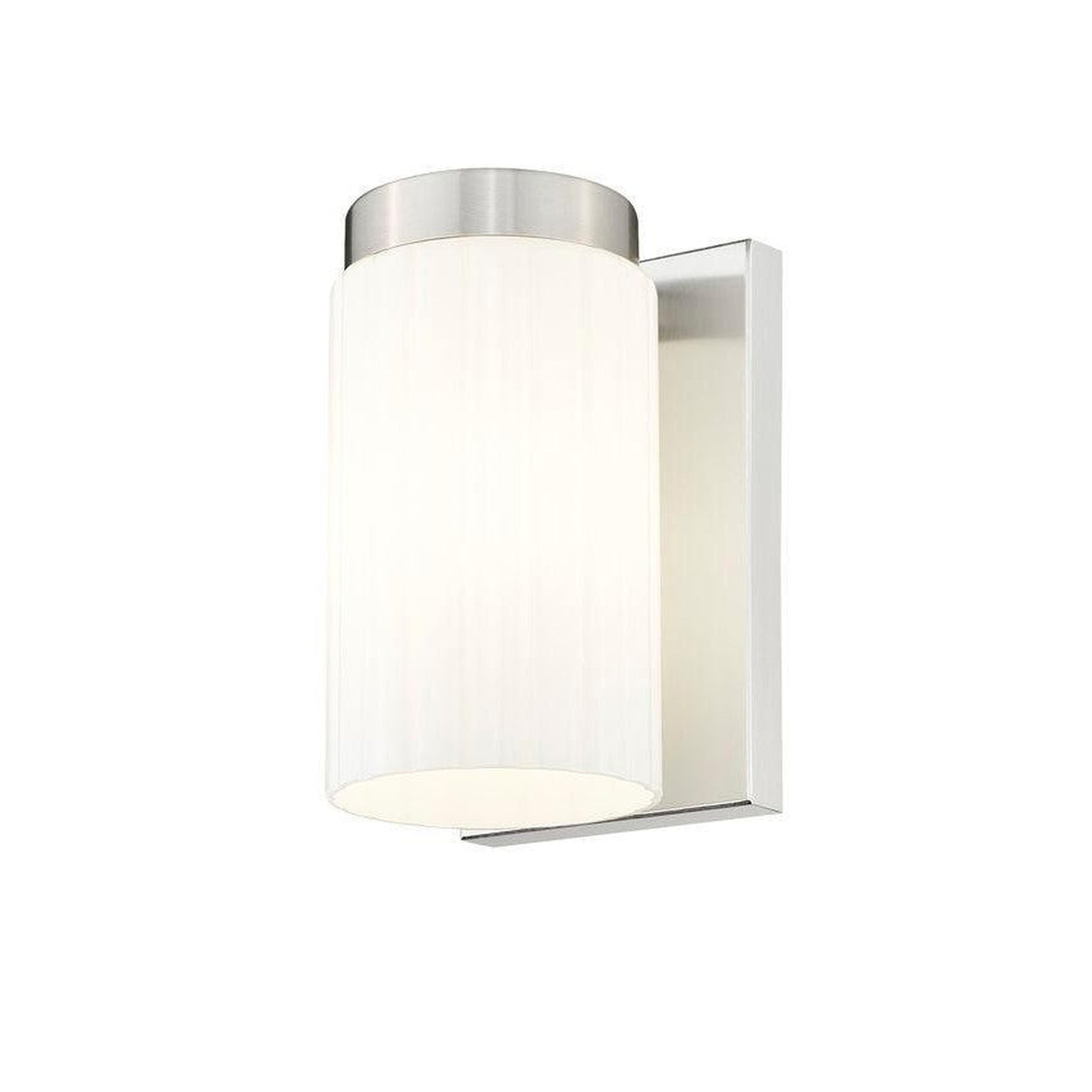 Z-Lite Burk 4" 1-Light Brushed Nickel Steel Wall Sconce With Gloss Opal Glass Shade