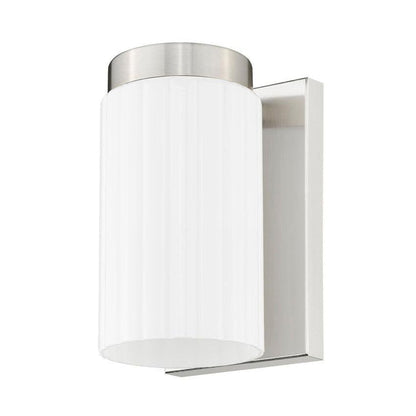 Z-Lite Burk 4" 1-Light Brushed Nickel Steel Wall Sconce With Gloss Opal Glass Shade