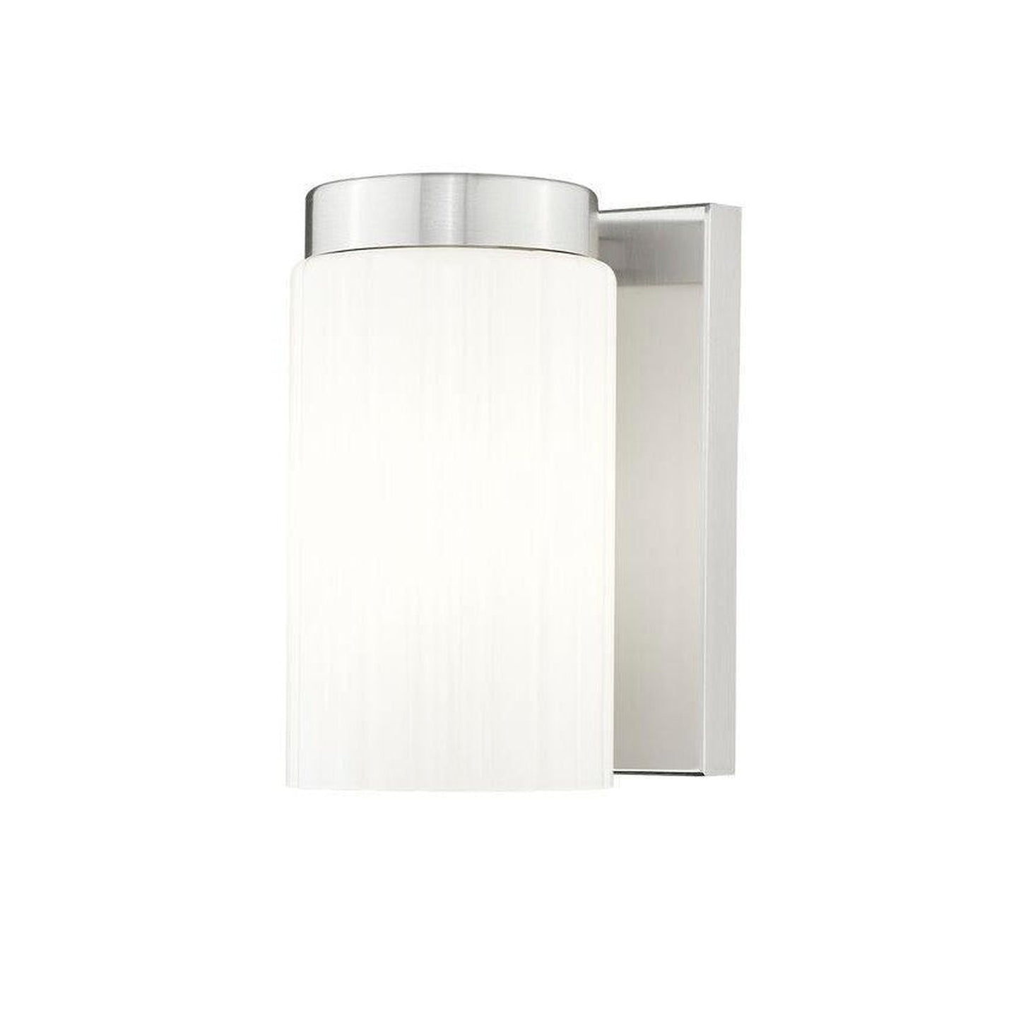 Z-Lite Burk 4" 1-Light Brushed Nickel Steel Wall Sconce With Gloss Opal Glass Shade