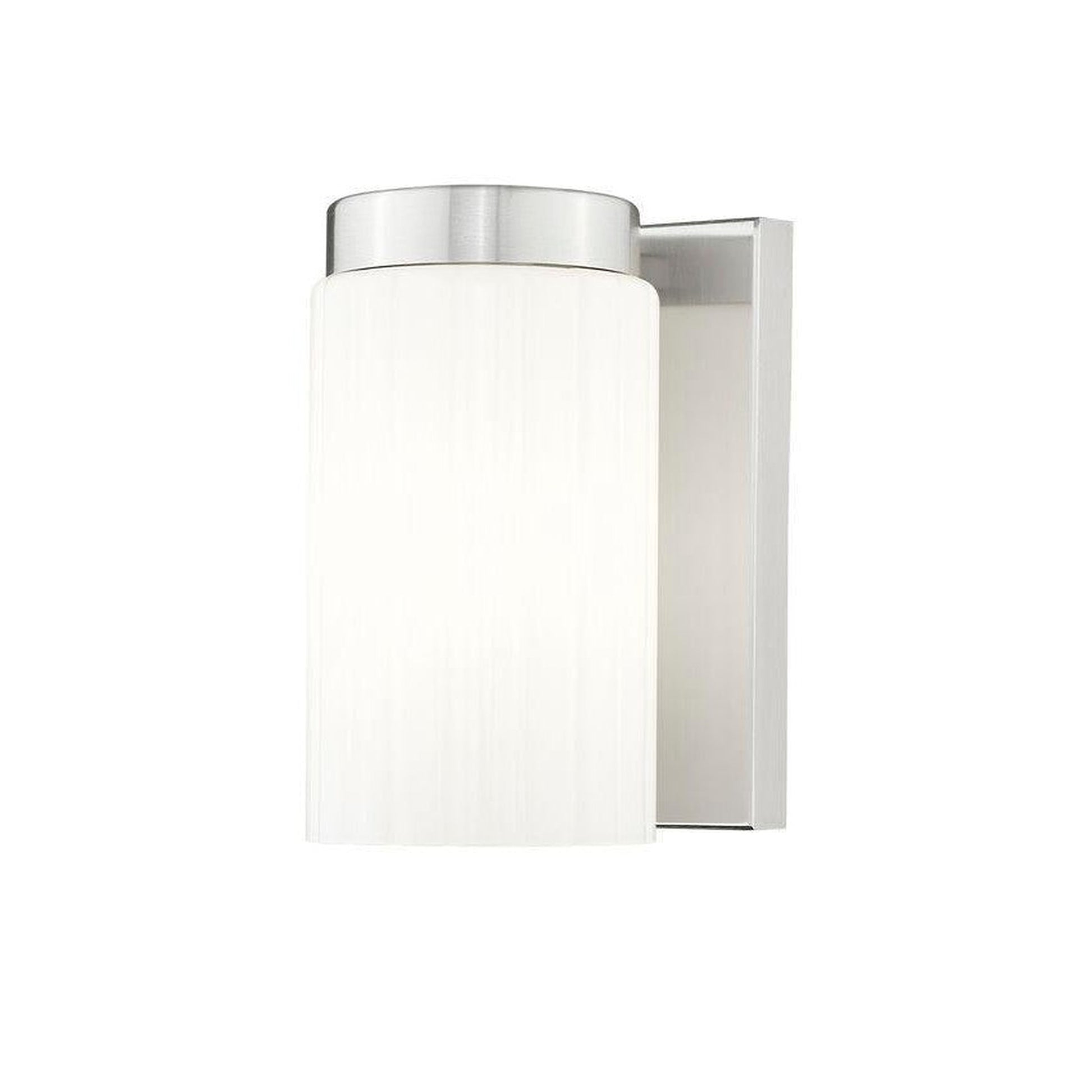 Z-Lite Burk 4" 1-Light Brushed Nickel Steel Wall Sconce With Gloss Opal Glass Shade