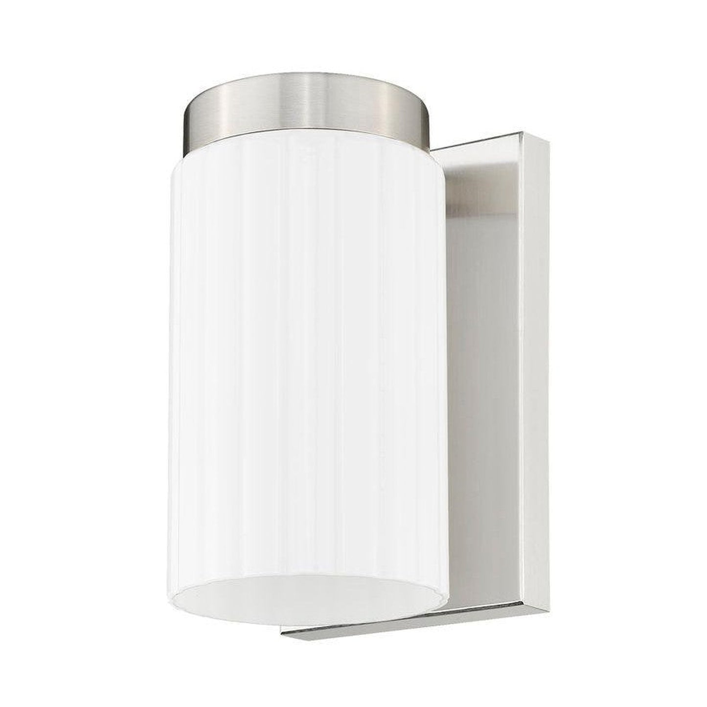 Z-Lite Burk 4" 1-Light Brushed Nickel Steel Wall Sconce With Matte Opal Glass Shade