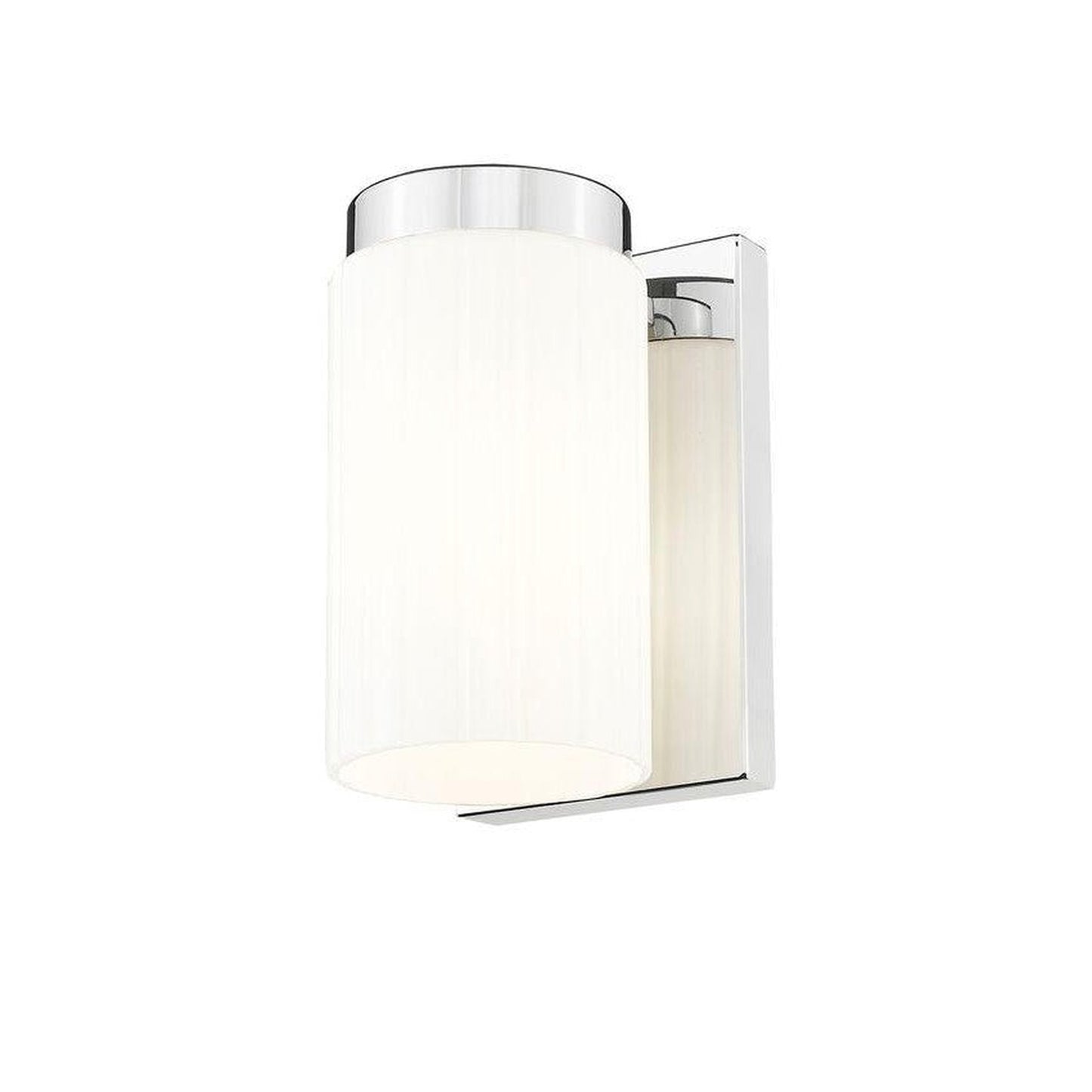 Z-Lite Burk 4" 1-Light Chrome Steel Wall Sconce With Gloss Opal Glass Shade