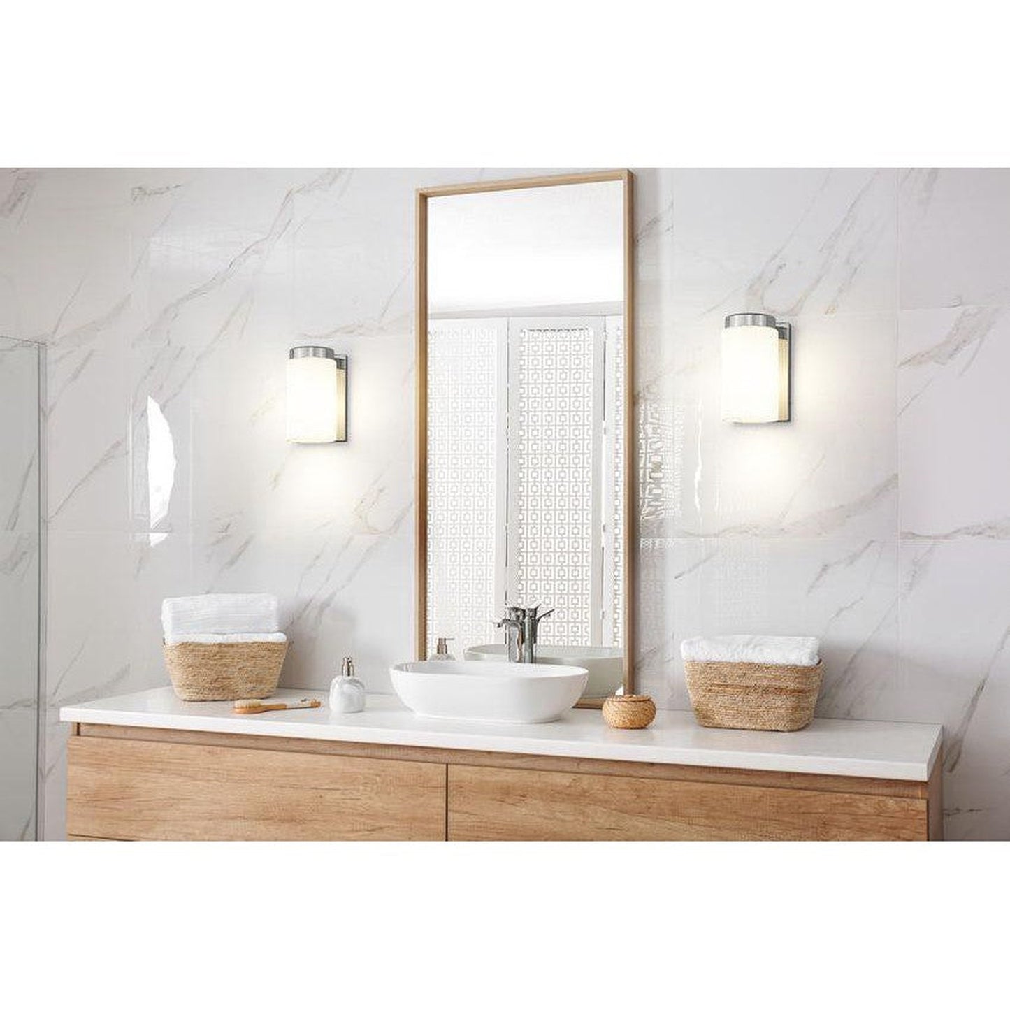 Z-Lite Burk 4" 1-Light Chrome Steel Wall Sconce With Gloss Opal Glass Shade