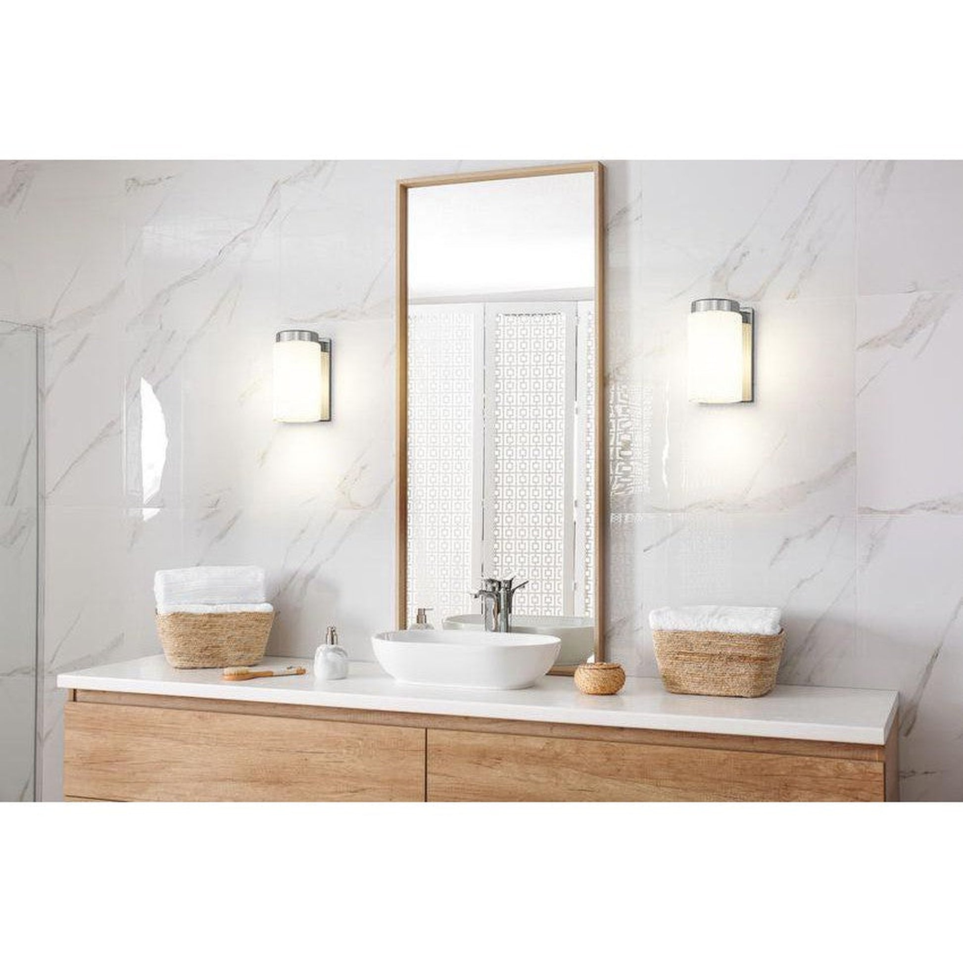 Z-Lite Burk 4" 1-Light Chrome Steel Wall Sconce With Gloss Opal Glass Shade