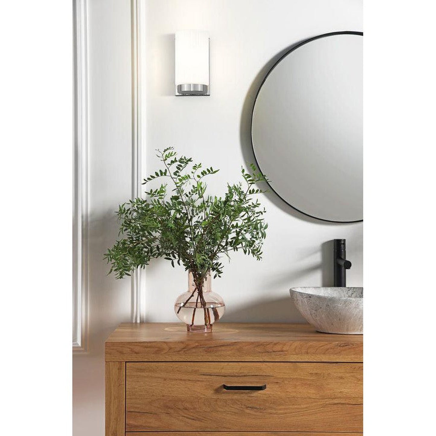 Z-Lite Burk 4" 1-Light Chrome Steel Wall Sconce With Gloss Opal Glass Shade