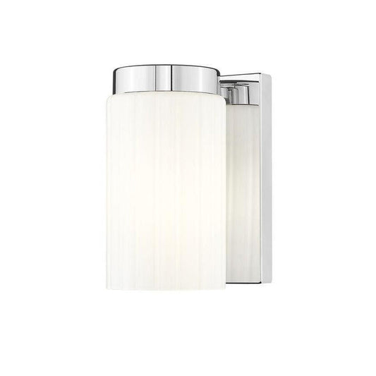 Z-Lite Burk 4" 1-Light Chrome Steel Wall Sconce With Gloss Opal Glass Shade