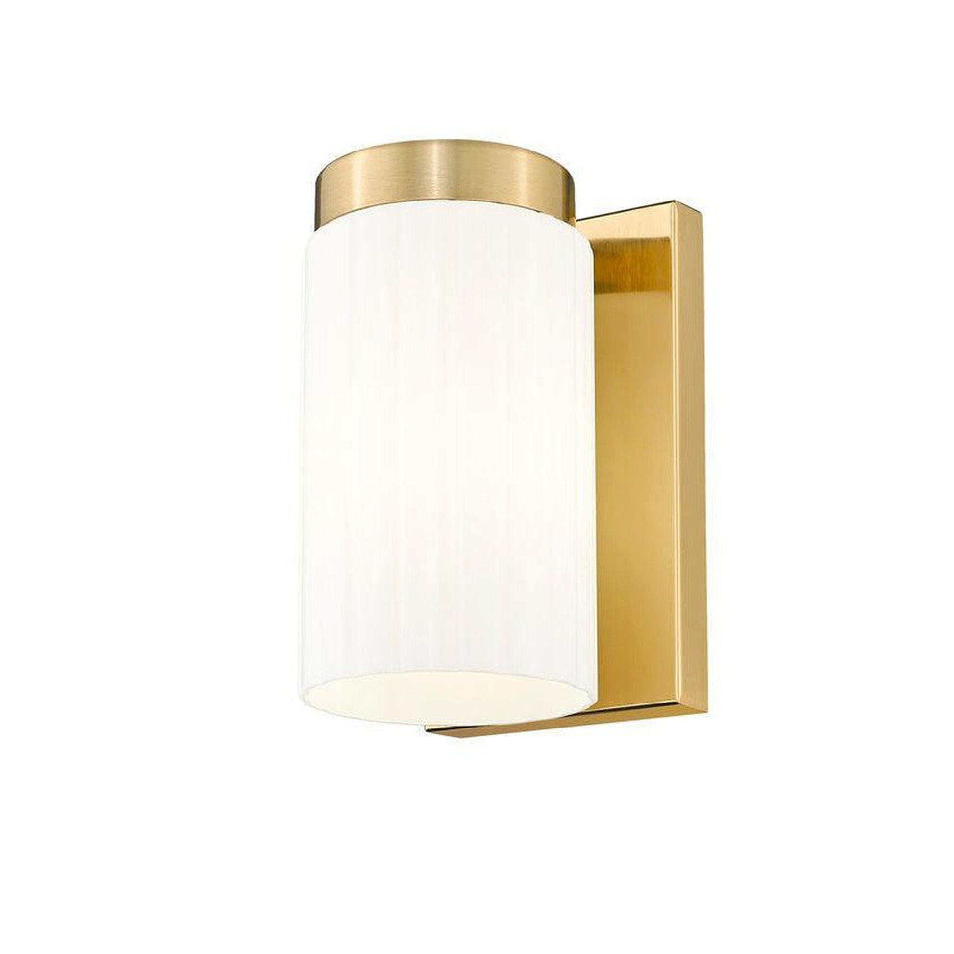 Z-Lite Burk 4" 1-Light Luxe Gold Steel Wall Sconce With Gloss Opal Glass Shade