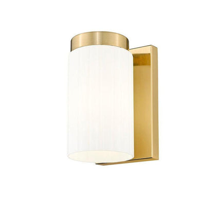 Z-Lite Burk 4" 1-Light Luxe Gold Steel Wall Sconce With Gloss Opal Glass Shade