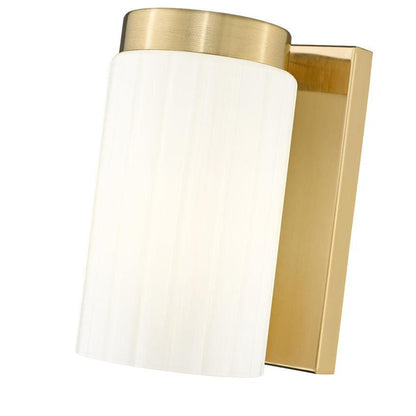 Z-Lite Burk 4" 1-Light Luxe Gold Steel Wall Sconce With Gloss Opal Glass Shade