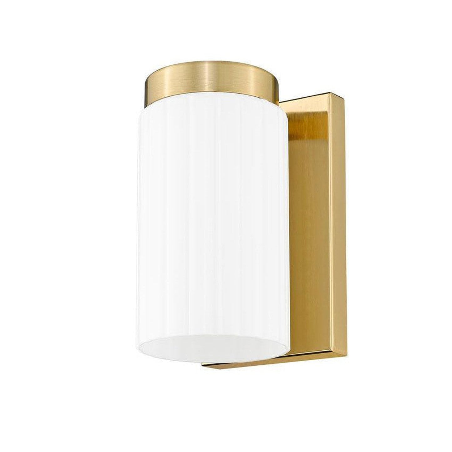 Z-Lite Burk 4" 1-Light Luxe Gold Steel Wall Sconce With Gloss Opal Glass Shade
