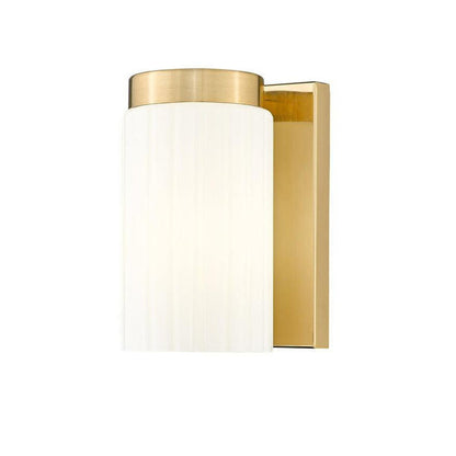 Z-Lite Burk 4" 1-Light Luxe Gold Steel Wall Sconce With Gloss Opal Glass Shade