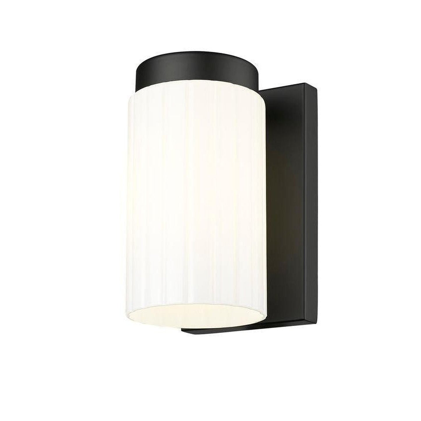 Z-Lite Burk 4" 1-Light Matte Black Steel Wall Sconce With Gloss Opal Glass Shade
