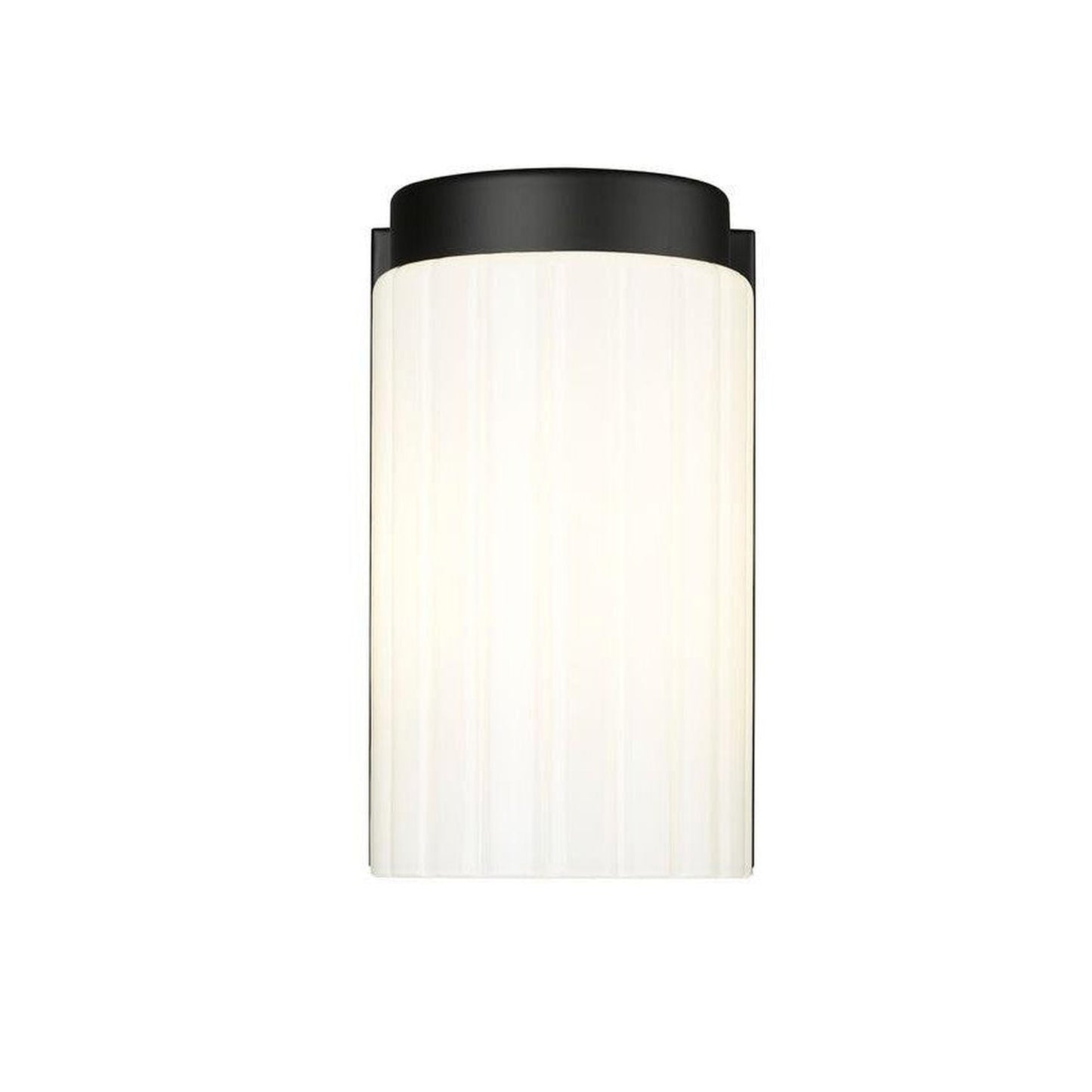 Z-Lite Burk 4" 1-Light Matte Black Steel Wall Sconce With Gloss Opal Glass Shade