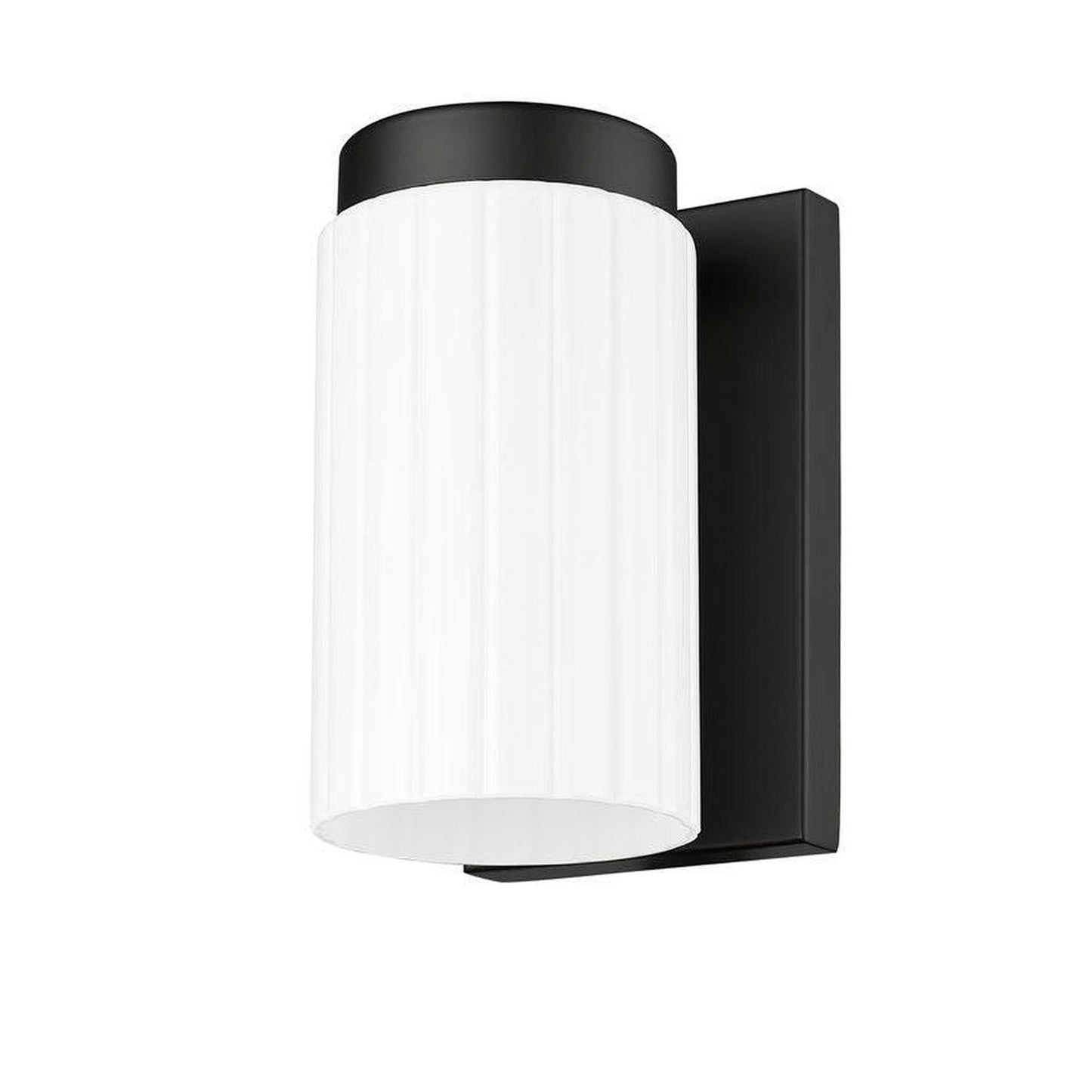 Z-Lite Burk 4" 1-Light Matte Black Steel Wall Sconce With Gloss Opal Glass Shade