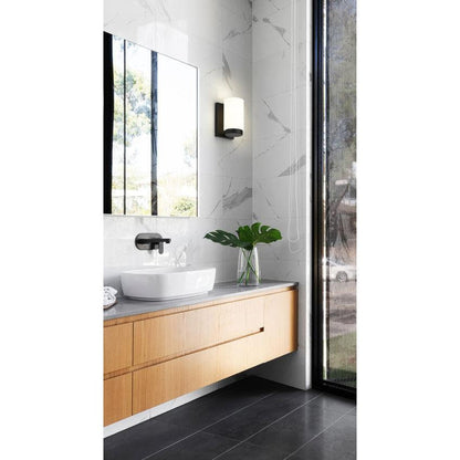 Z-Lite Burk 4" 1-Light Matte Black Steel Wall Sconce With Gloss Opal Glass Shade