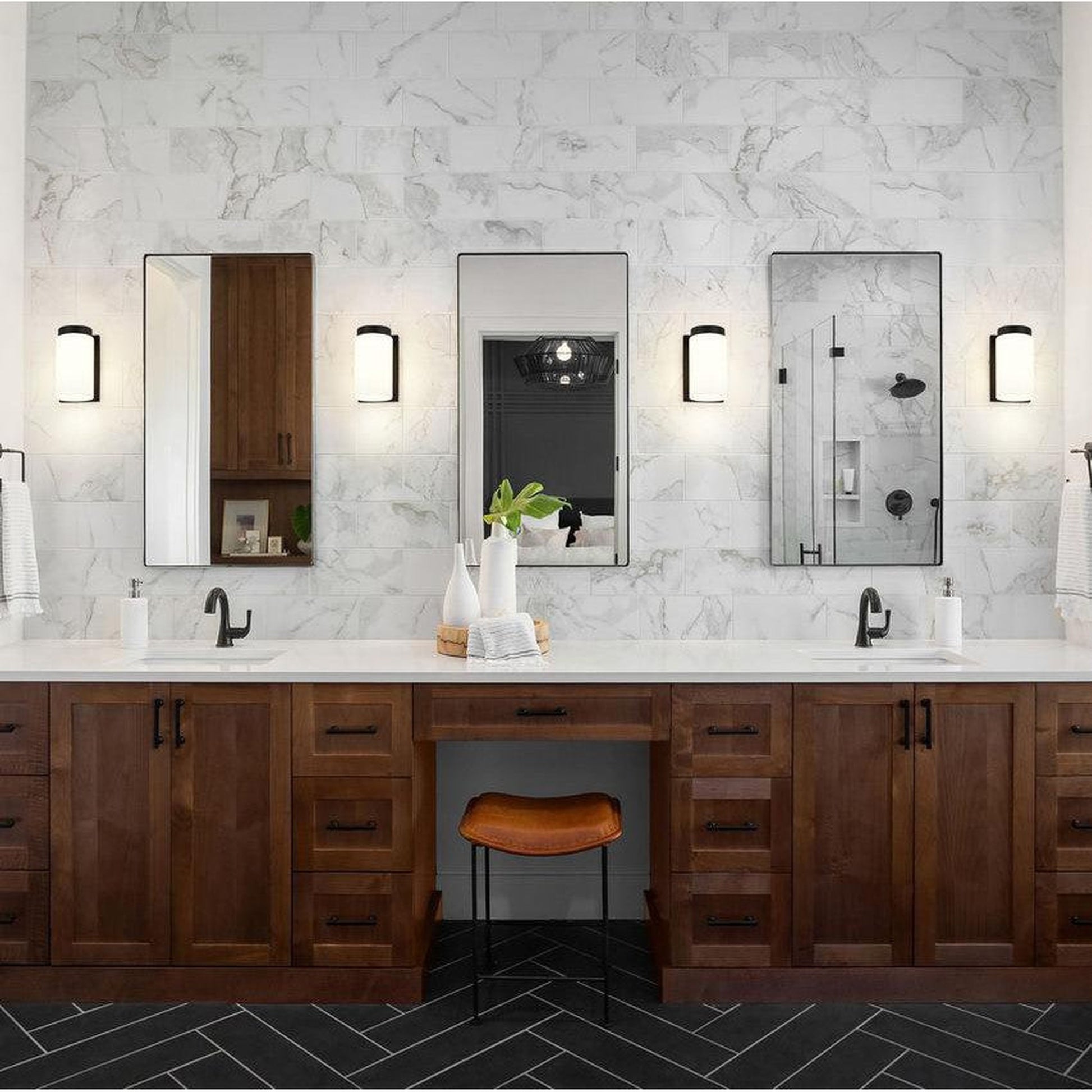 Z-Lite Burk 4" 1-Light Matte Black Steel Wall Sconce With Gloss Opal Glass Shade