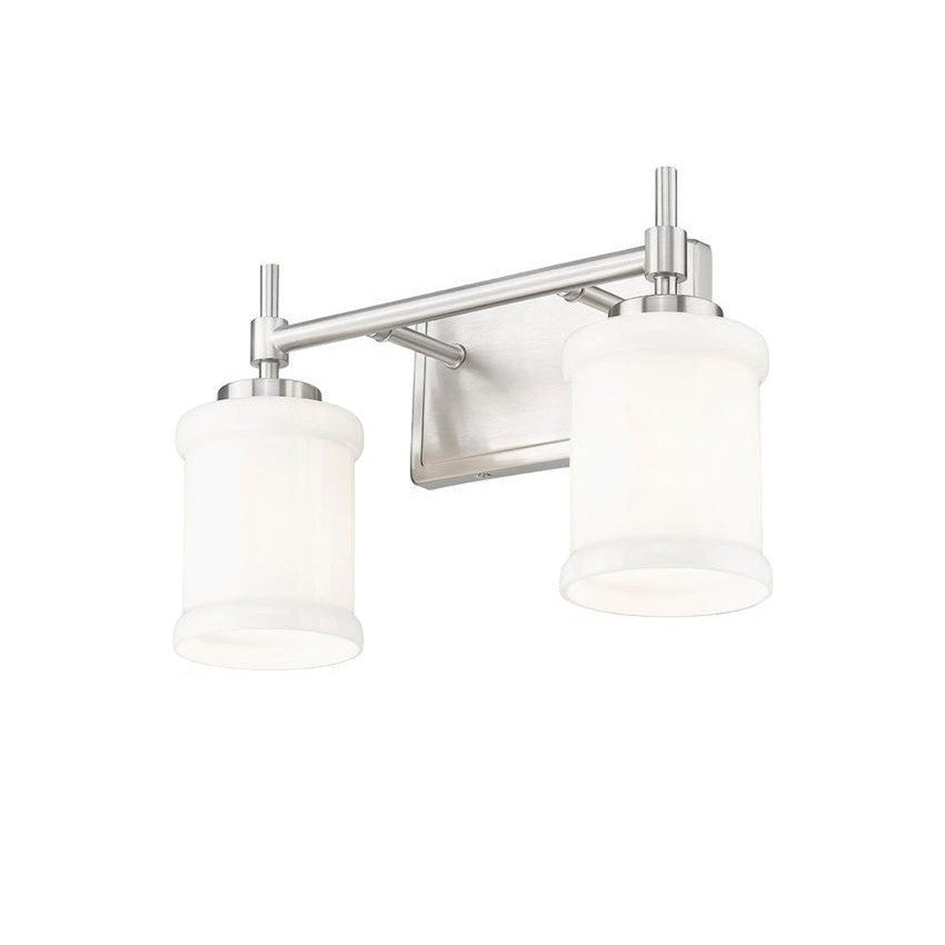 Z-Lite Cadoc 15" 2-Light Brushed Nickel Steel Vanity Light With Gloss Opal Glass Shade