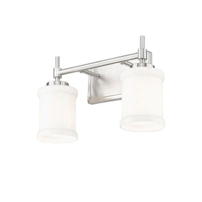 Z-Lite Cadoc 15" 2-Light Brushed Nickel Steel Vanity Light With Gloss Opal Glass Shade