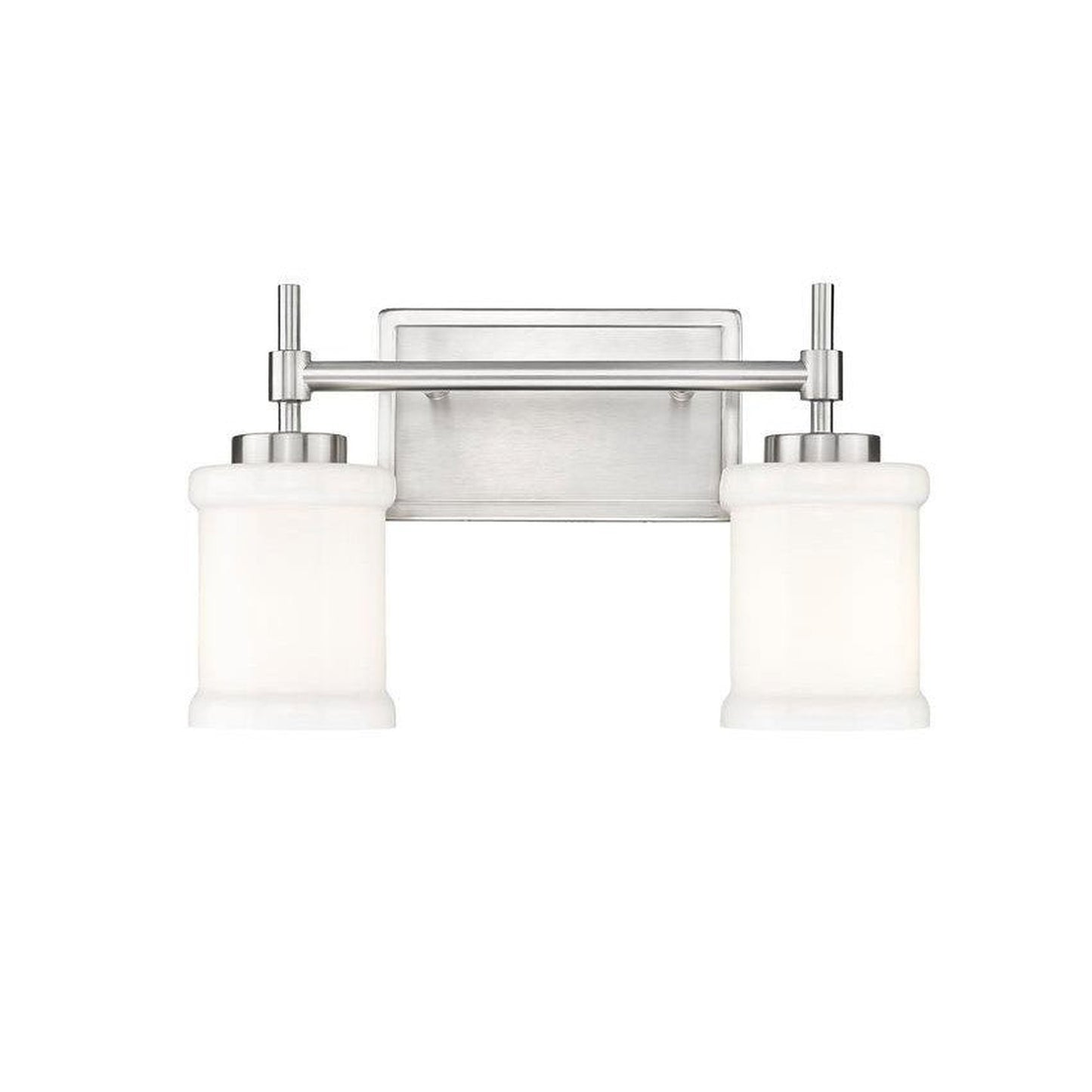 Z-Lite Cadoc 15" 2-Light Brushed Nickel Steel Vanity Light With Gloss Opal Glass Shade