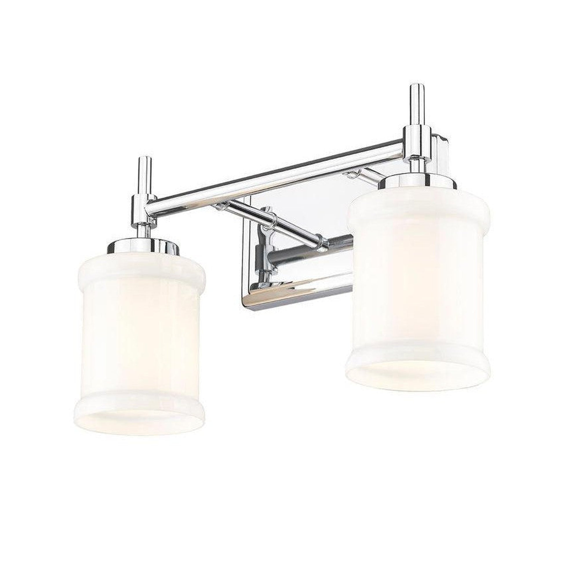 Z-Lite Cadoc 15" 2-Light Chrome Steel Vanity Light With Gloss Opal Glass Shade