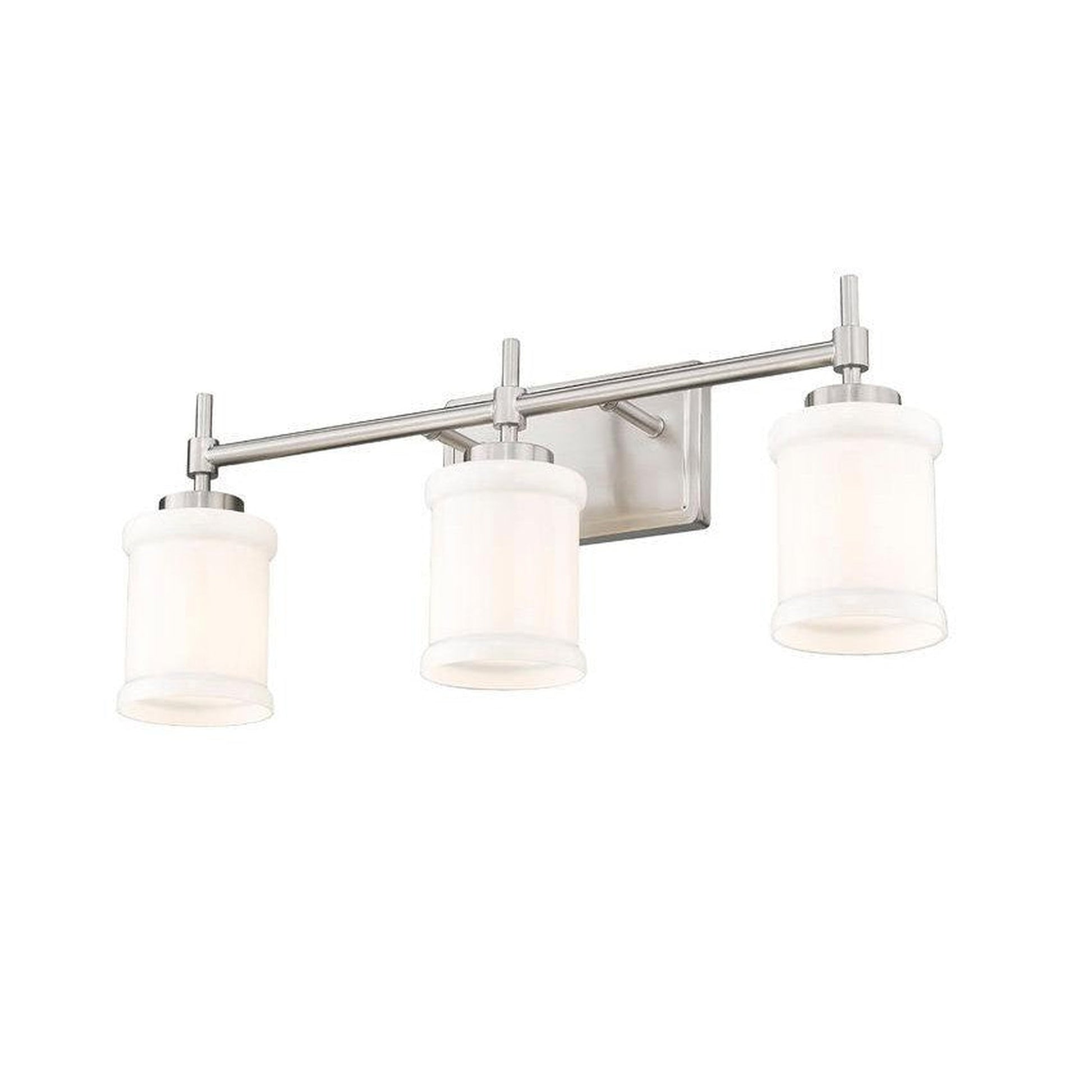 Z-Lite Cadoc 24" 3-Light Brushed Nickel Steel Vanity Light With Gloss Opal Glass Shade