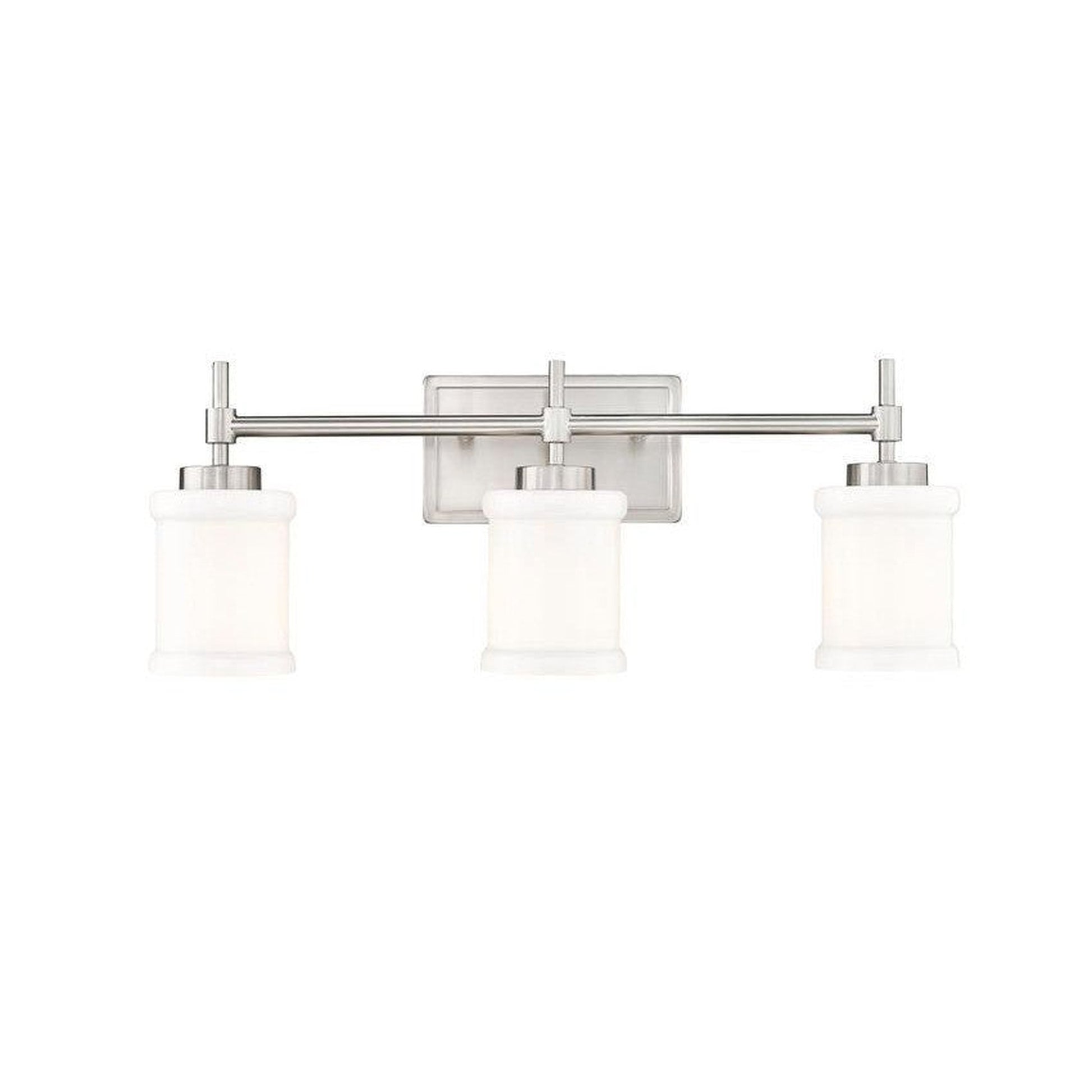 Z-Lite Cadoc 24" 3-Light Brushed Nickel Steel Vanity Light With Gloss Opal Glass Shade