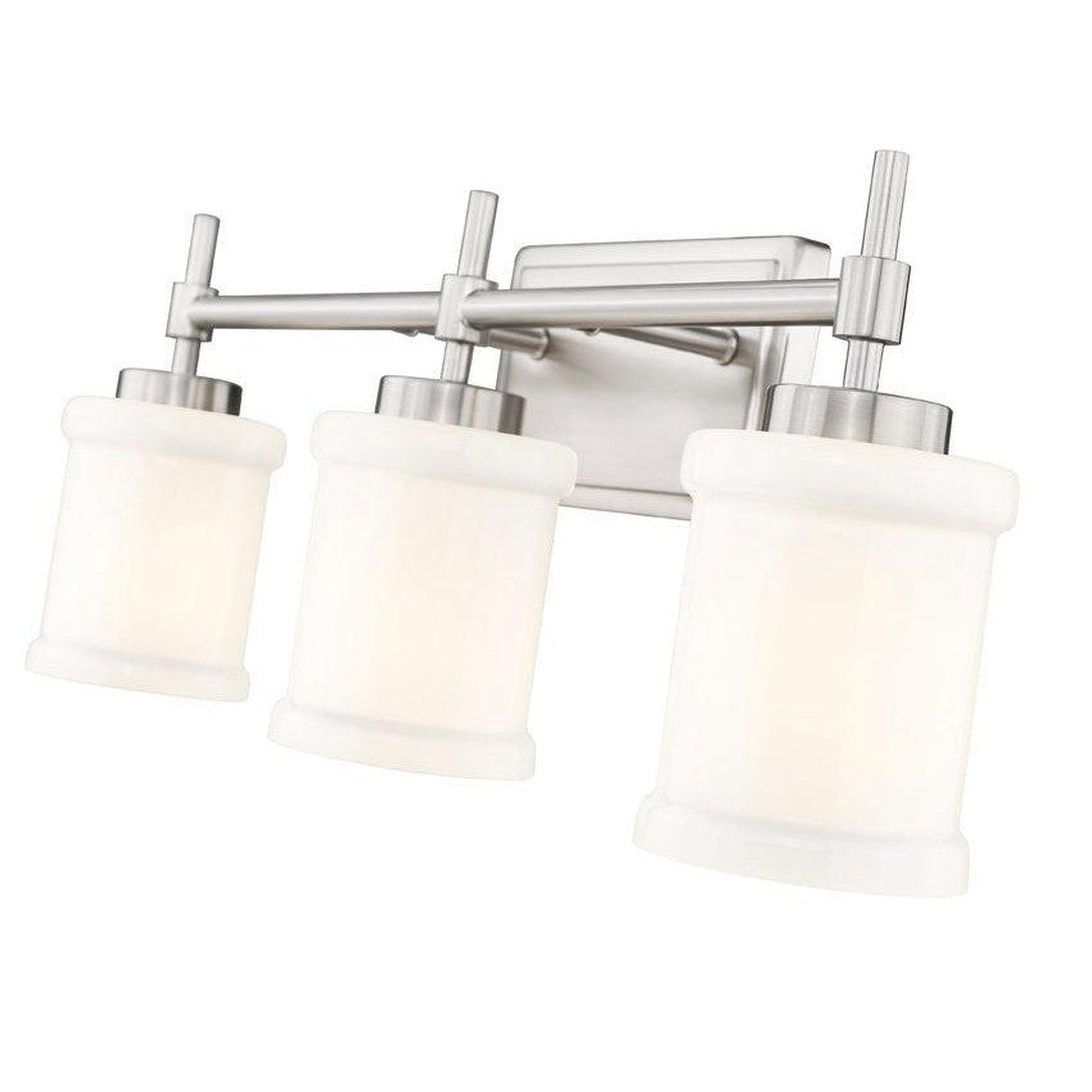 Z-Lite Cadoc 24" 3-Light Brushed Nickel Steel Vanity Light With Gloss Opal Glass Shade