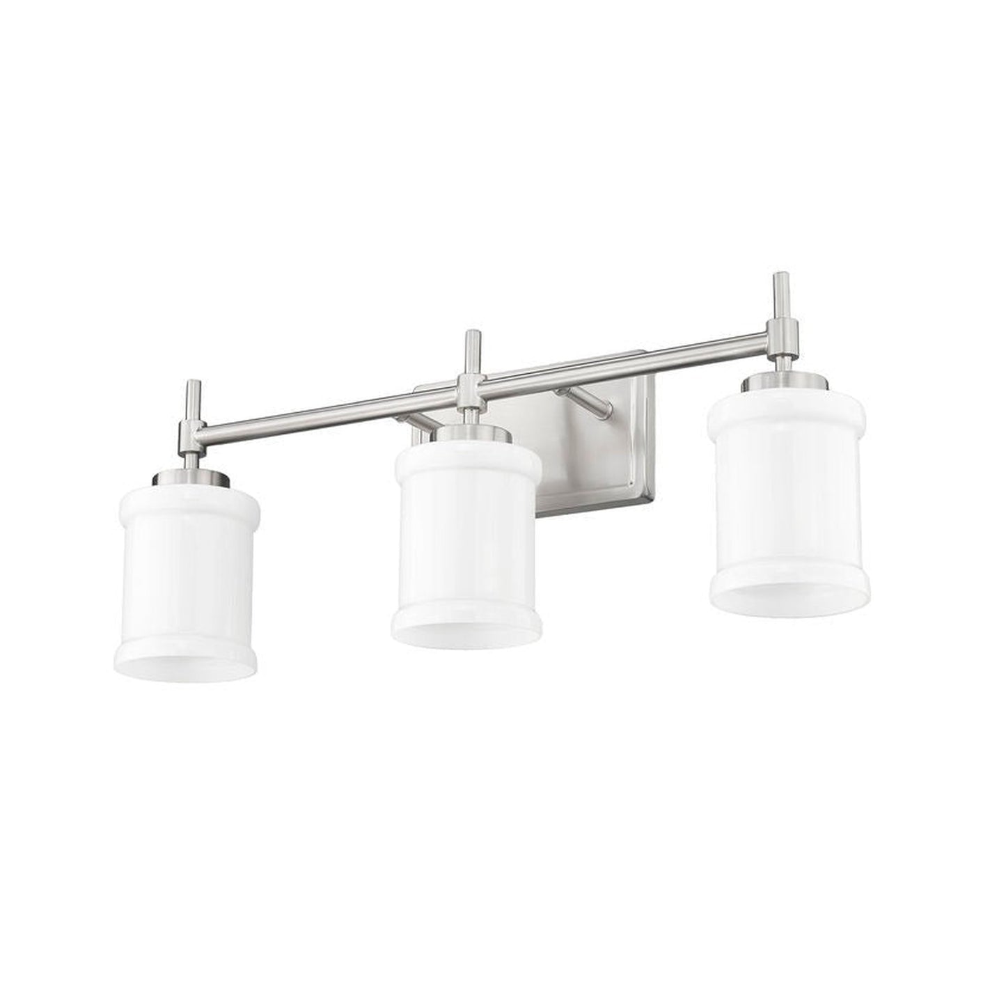 Z-Lite Cadoc 24" 3-Light Brushed Nickel Steel Vanity Light With Gloss Opal Glass Shade