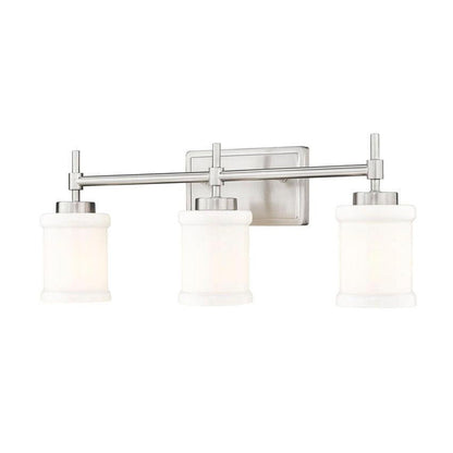 Z-Lite Cadoc 24" 3-Light Brushed Nickel Steel Vanity Light With Gloss Opal Glass Shade