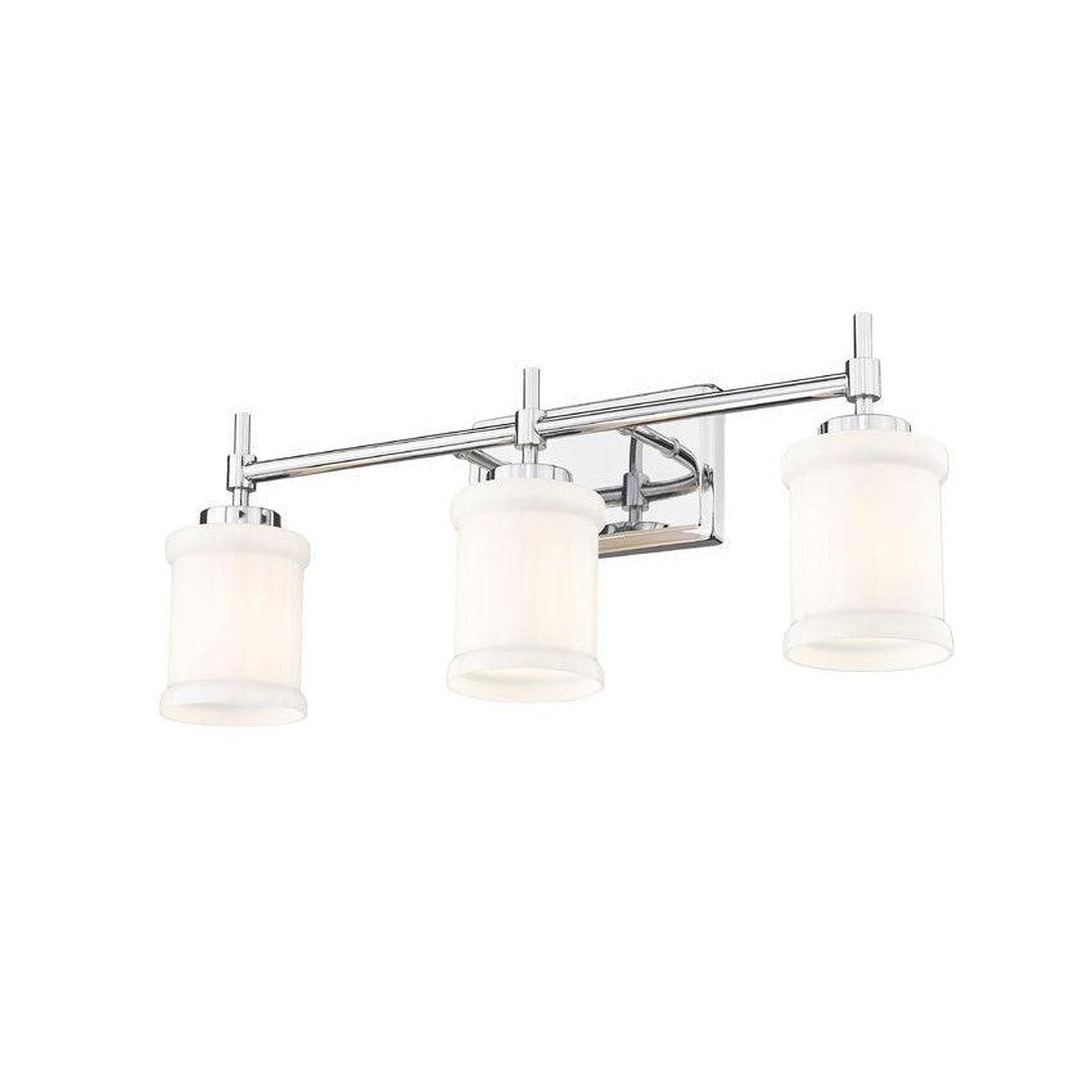 Z-Lite Cadoc 24" 3-Light Chrome Steel Vanity Light With Gloss Opal Glass Shade