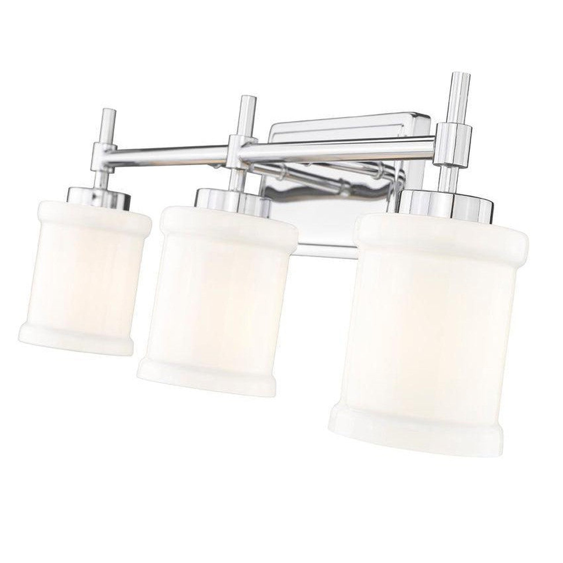 Z-Lite Cadoc 24" 3-Light Chrome Steel Vanity Light With Gloss Opal Glass Shade