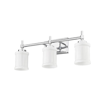 Z-Lite Cadoc 24" 3-Light Chrome Steel Vanity Light With Gloss Opal Glass Shade