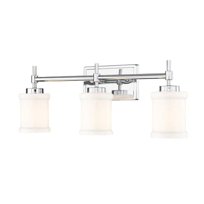 Z-Lite Cadoc 24" 3-Light Chrome Steel Vanity Light With Gloss Opal Glass Shade