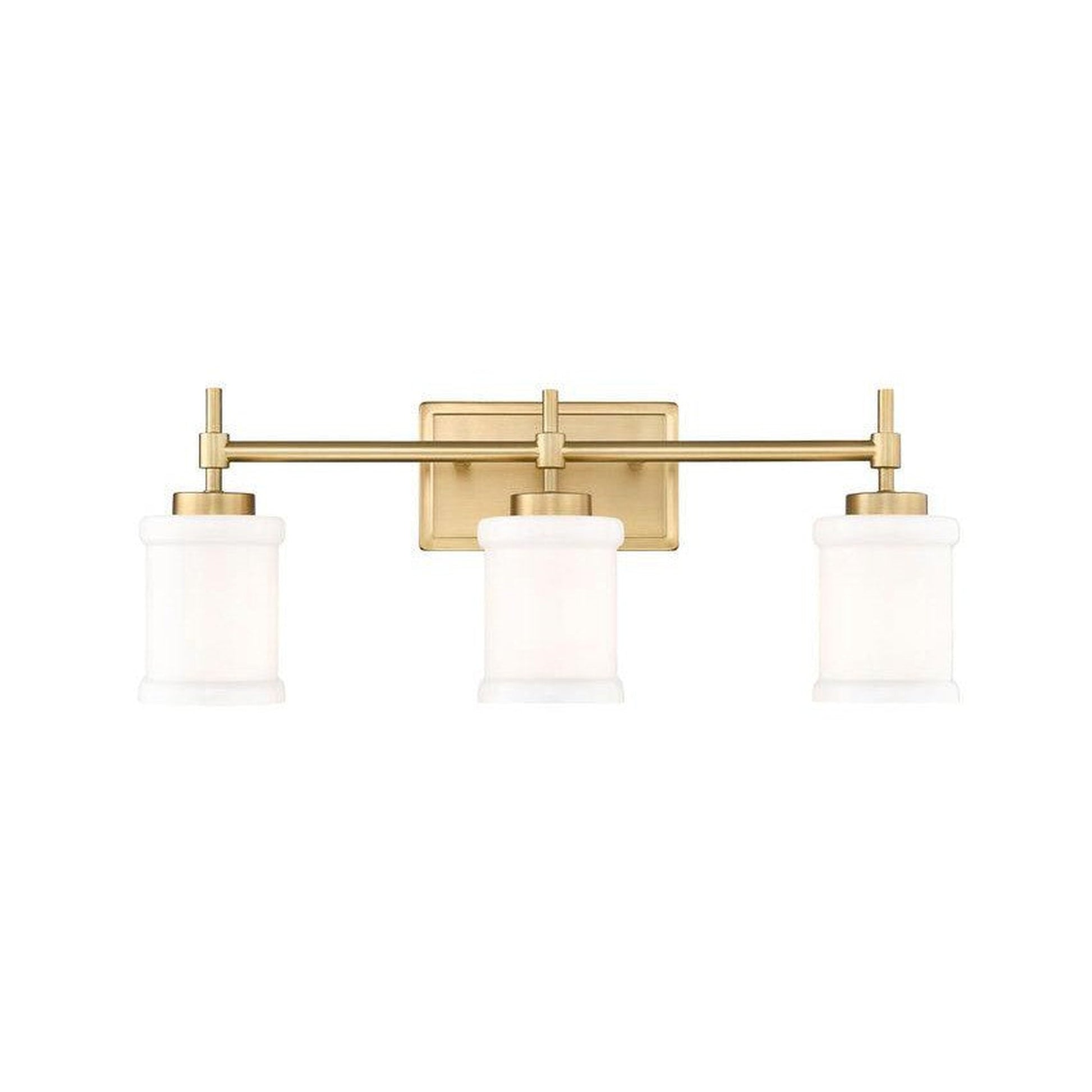 Z-Lite Cadoc 24" 3-Light Modern Gold Steel Vanity Light With Gloss Opal Glass Shade