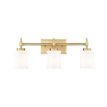 Z-Lite Cadoc 24" 3-Light Modern Gold Steel Vanity Light With Gloss Opal Glass Shade