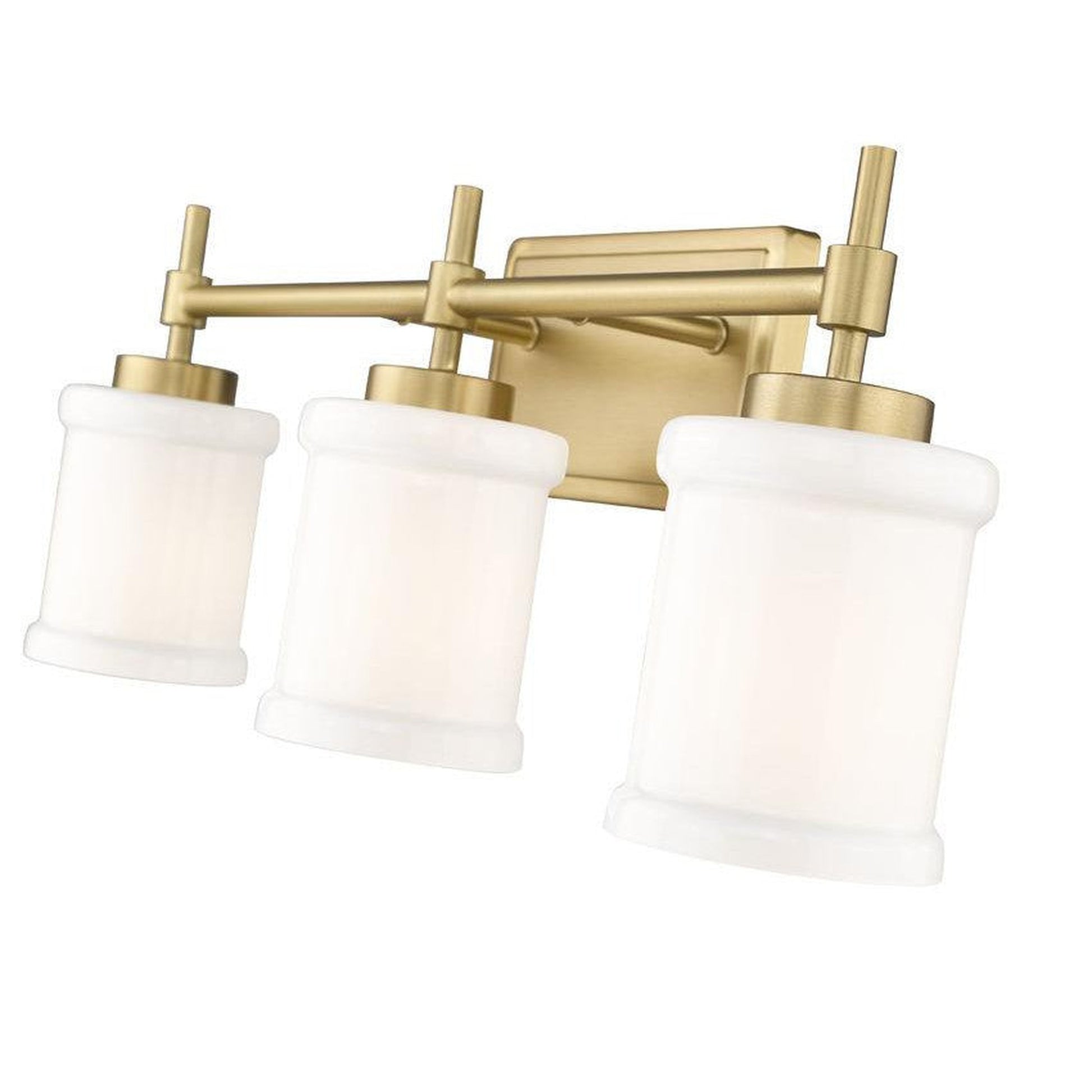 Z-Lite Cadoc 24" 3-Light Modern Gold Steel Vanity Light With Gloss Opal Glass Shade